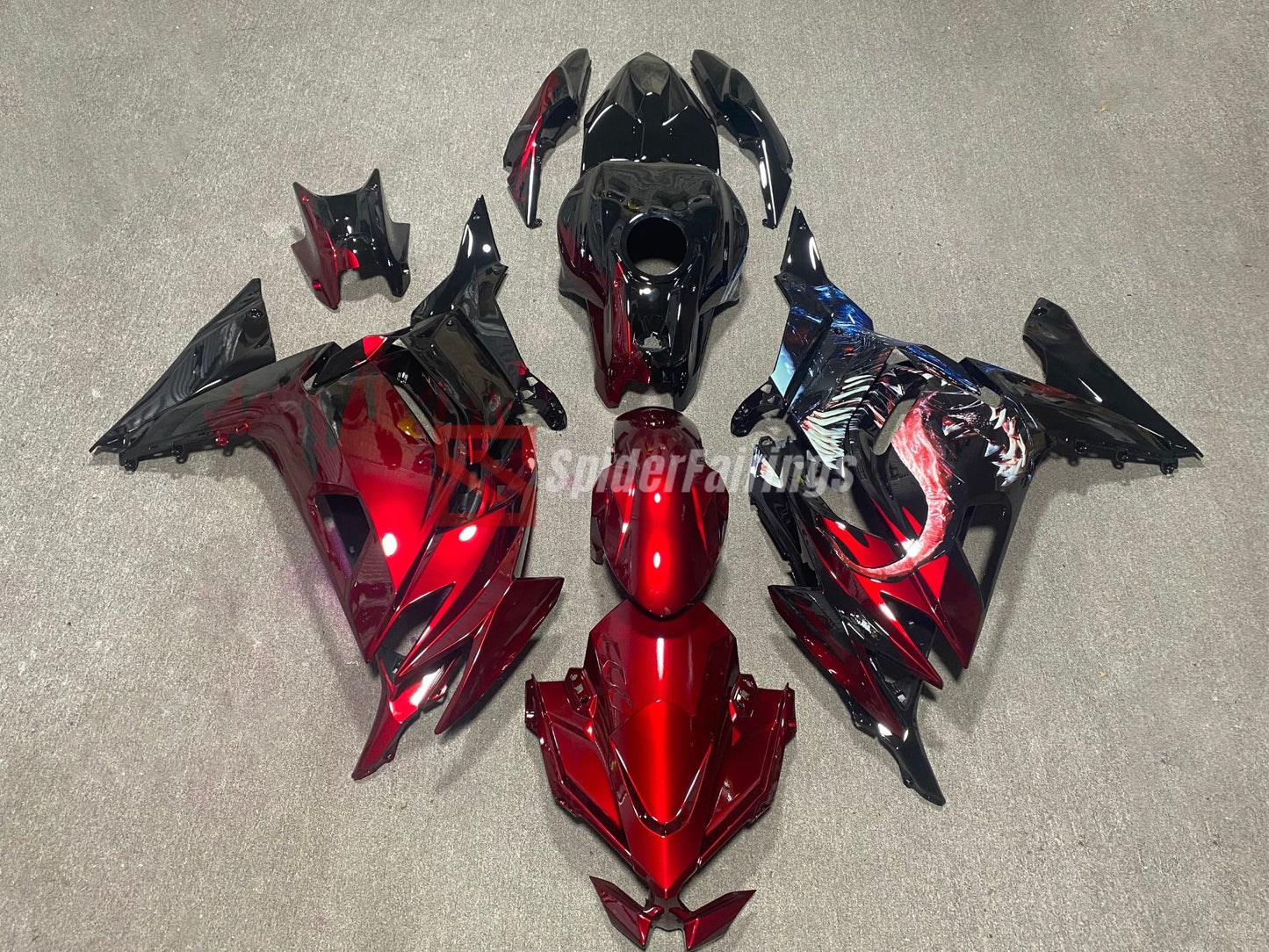 Black Venom Bloodsplatter Fairings for 2025 Kawasaki Ninja 650