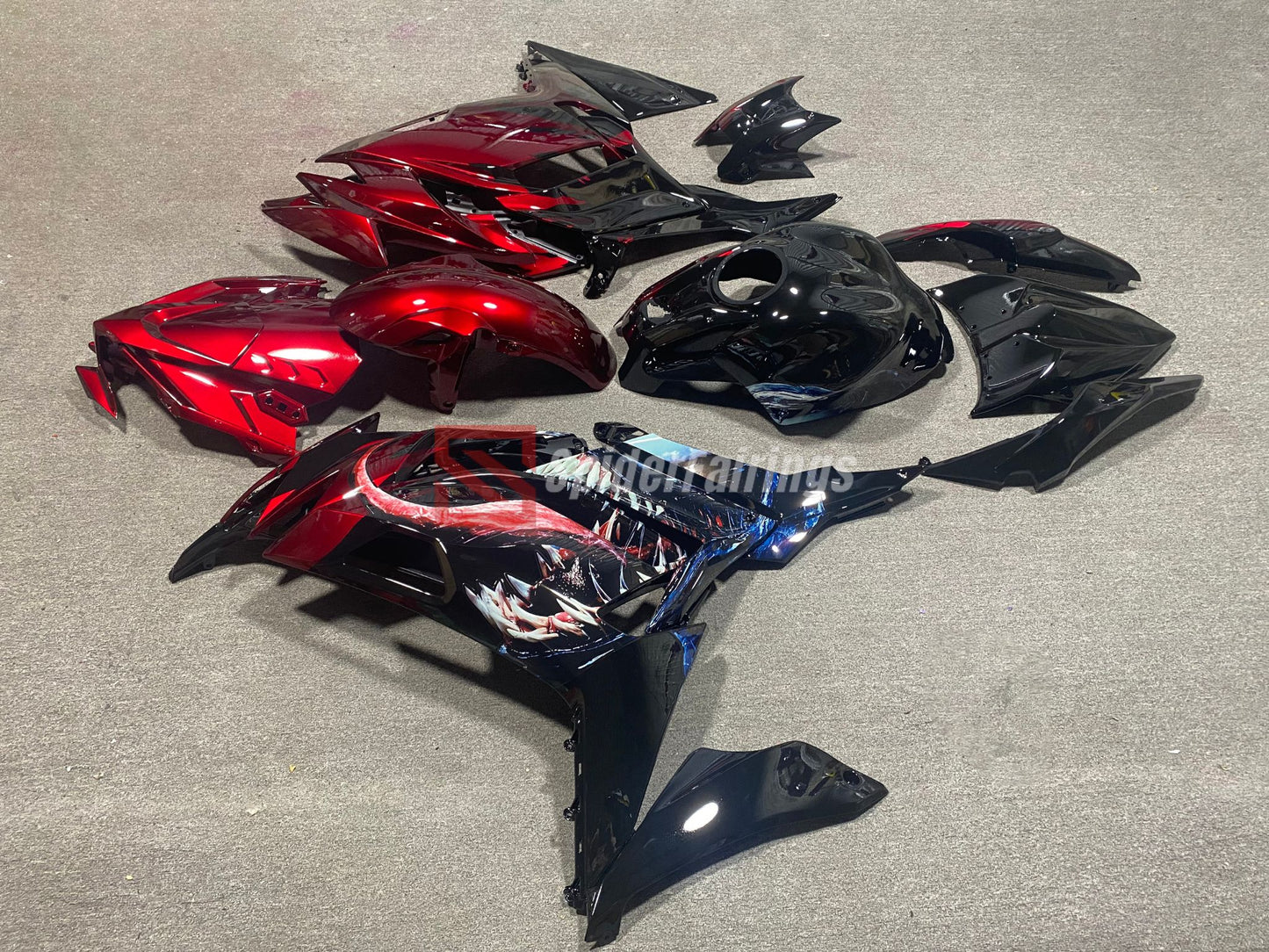 Black Venom Bloodsplatter Fairings for 2025 Kawasaki Ninja 650