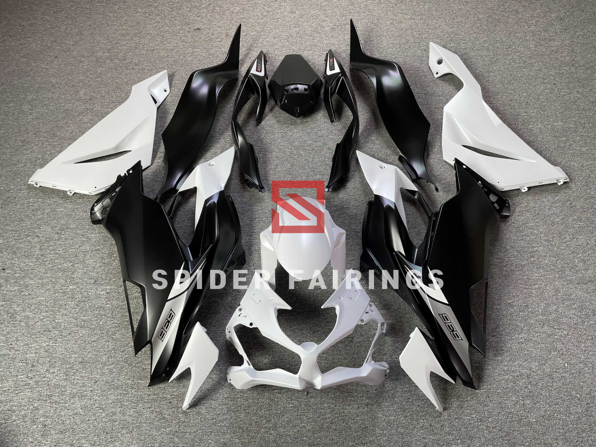 Matte Black and White-Kawasaki Ninja ZX-6R 2019-2021 – SpiderFairings