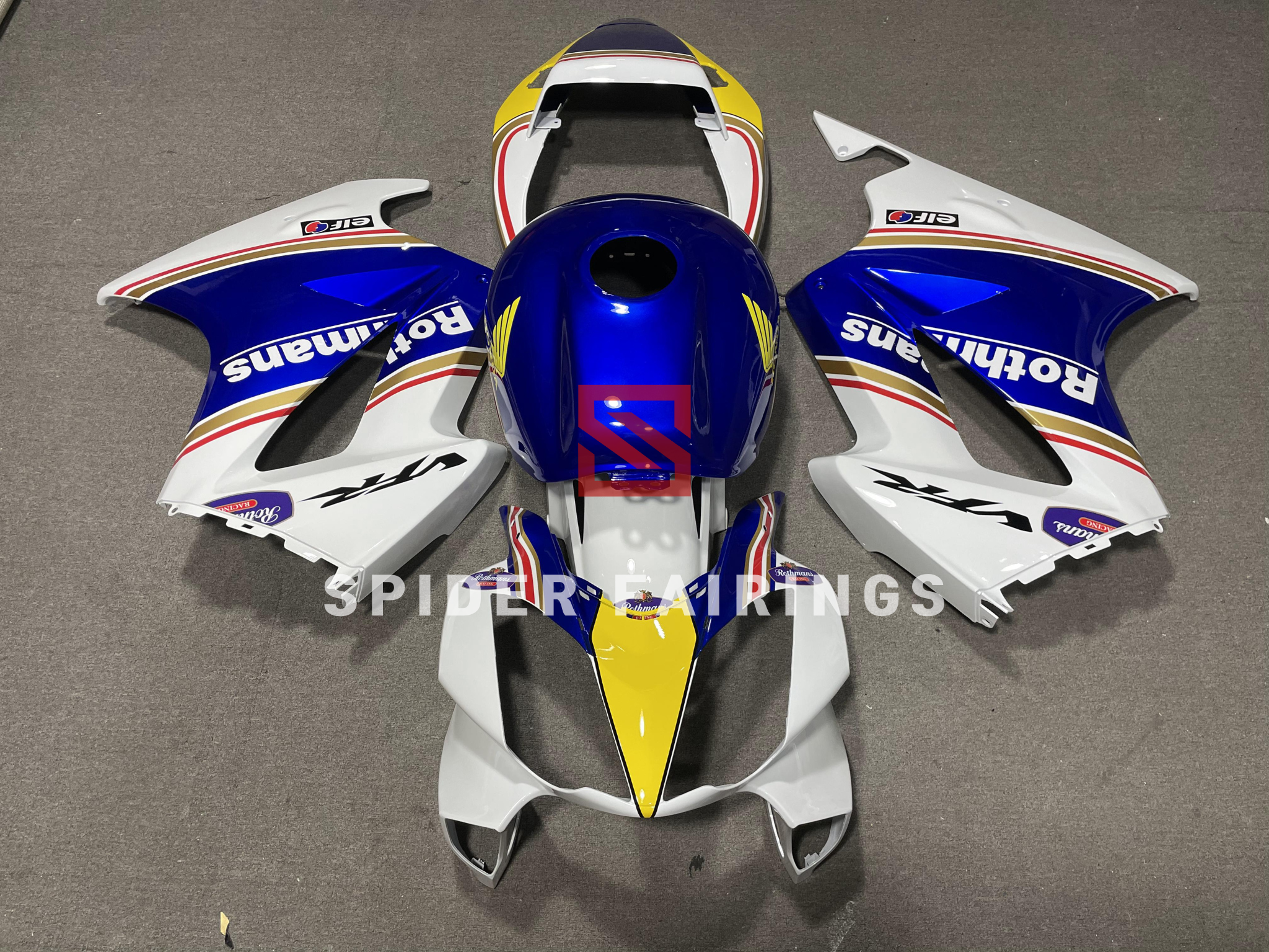 Gloss Blue and White Rothmans-Honda VFR800 2002-2012 – SpiderFairings