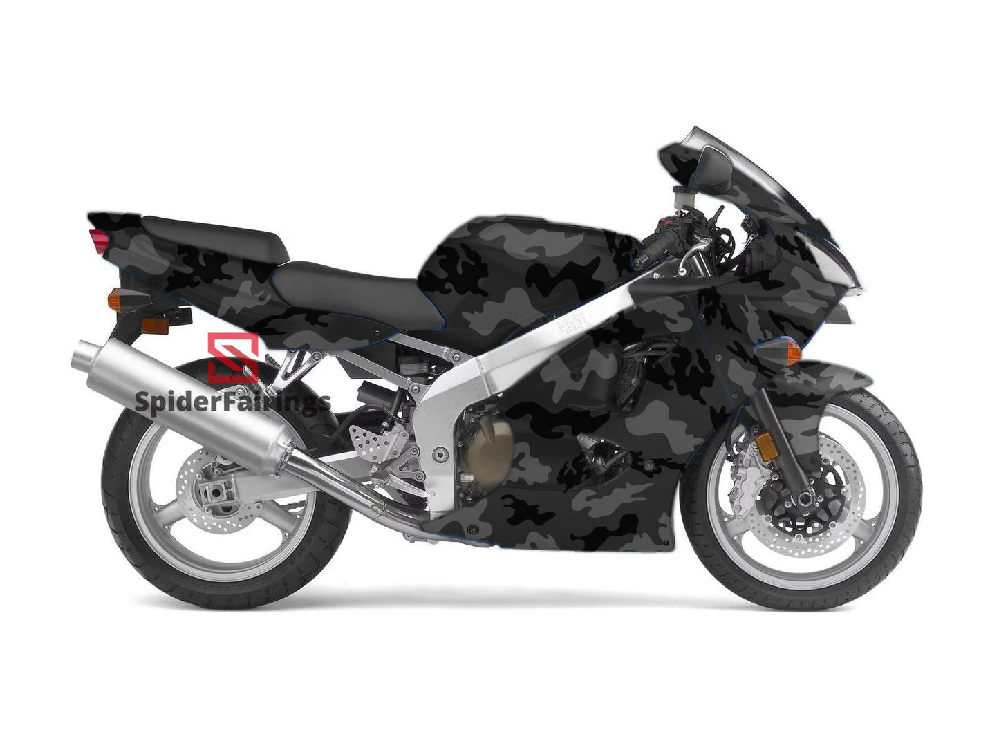 Black and Grey Camo-Kawasaki ZZR600 2008/ZX6R 2000-2002