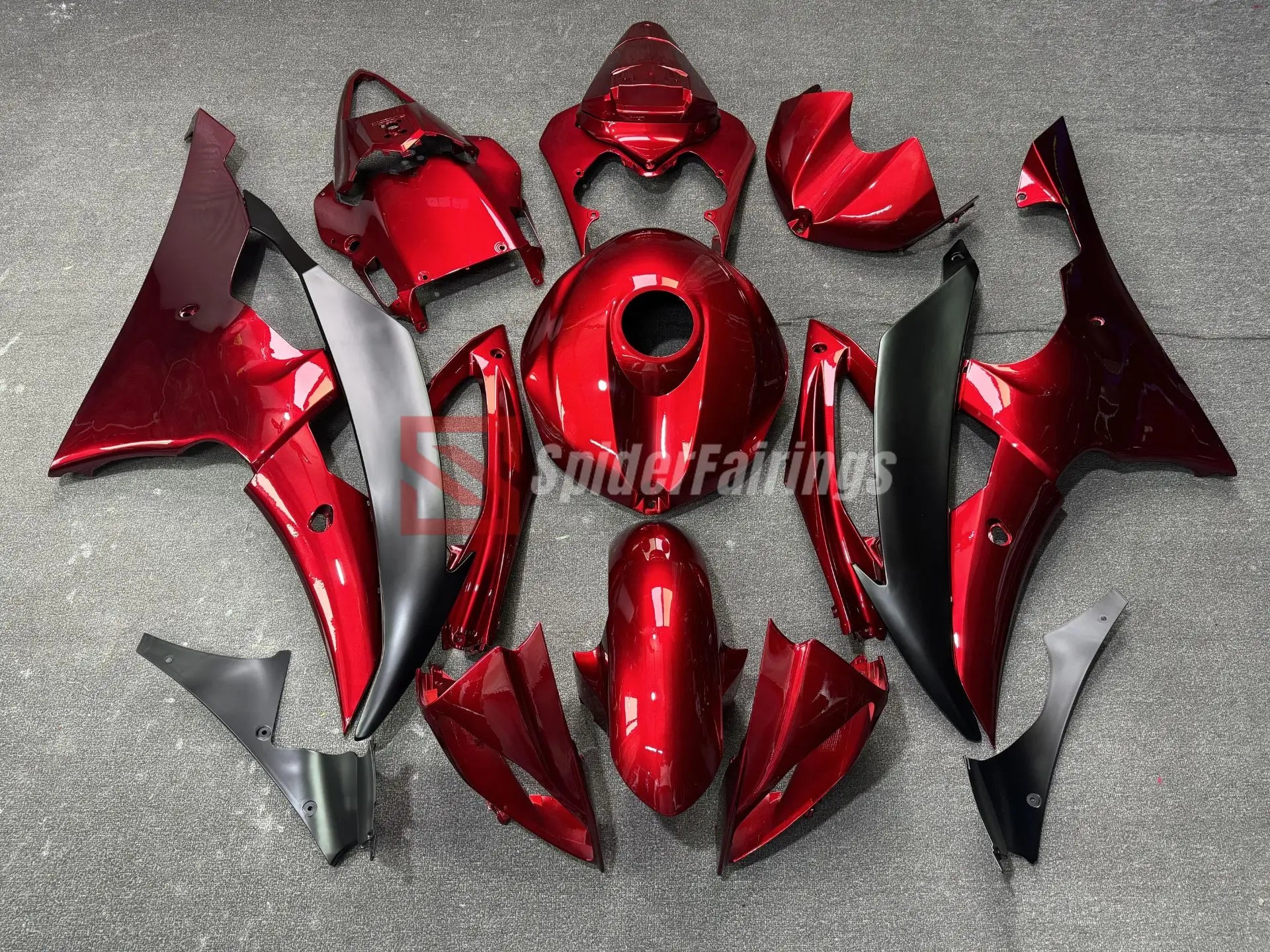 Candy Red and Matte Black -Yamaha YZF R6 2008-2016 – SpiderFairings Candy Red and Matte Black -Yamaha YZF R6 2008-2016 – SpiderFairings