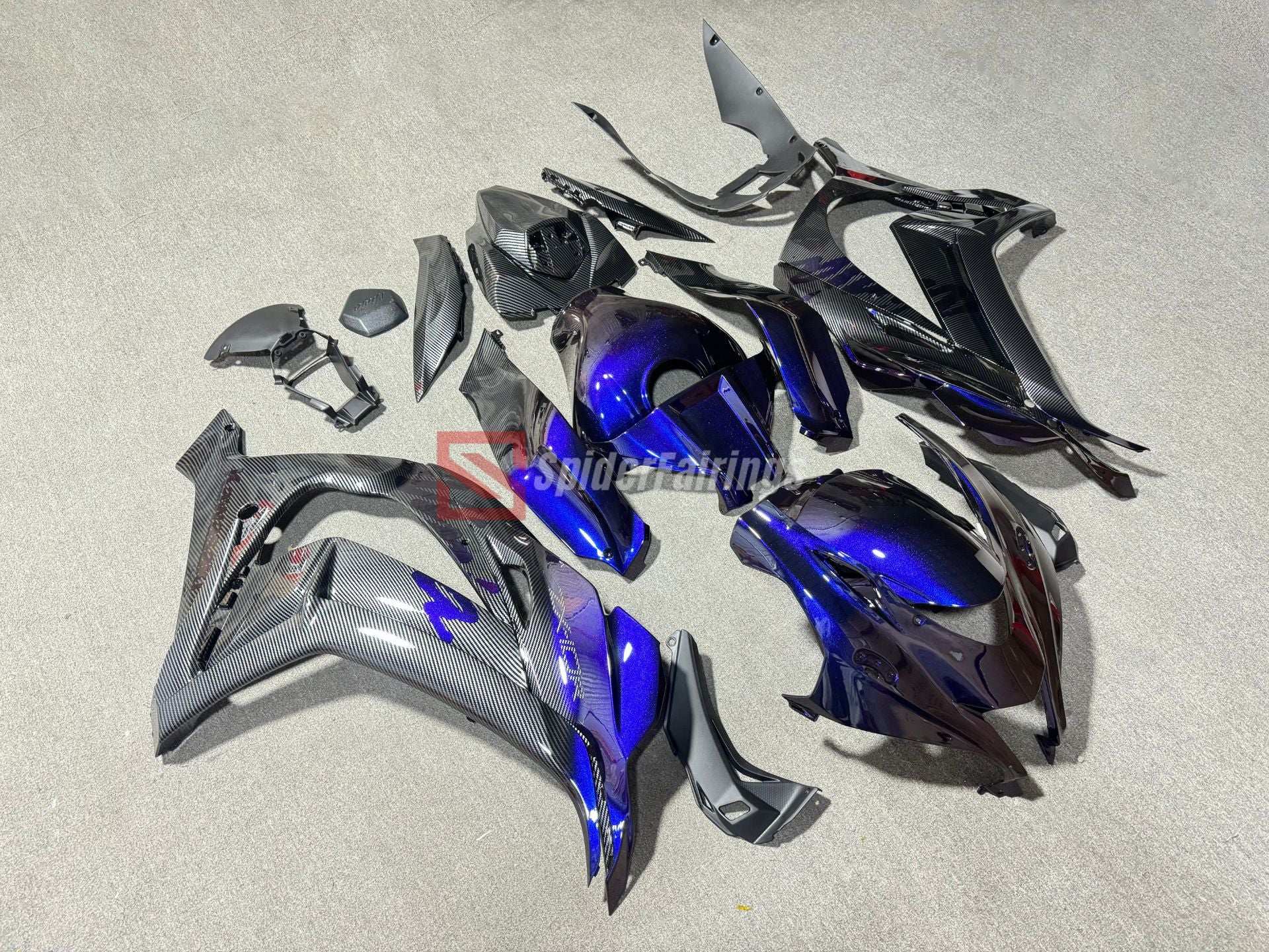 ガリウム　MAXFLUOR Ninja 400 Fairing Kit Chameleon Blue Purple Fairing Kit For