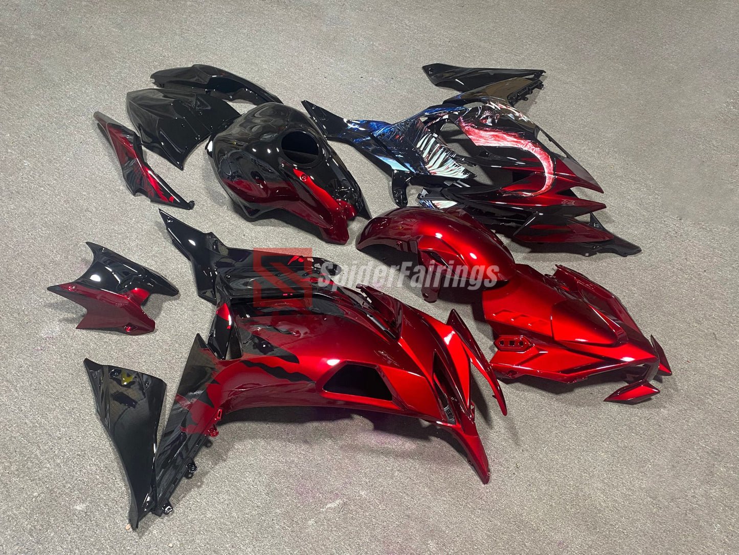 Black Venom Bloodsplatter Fairings for 2025 Kawasaki Ninja 650