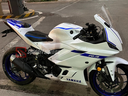 White and Blue-Yamaha R3 2019-2024