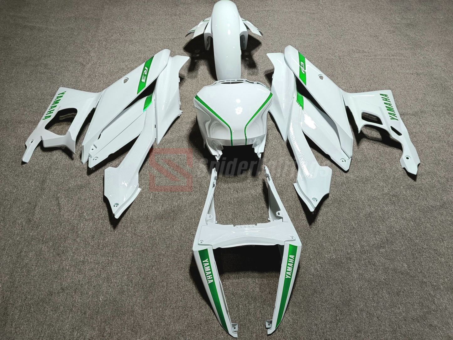 White and Green-Yamaha R3 2019-2024