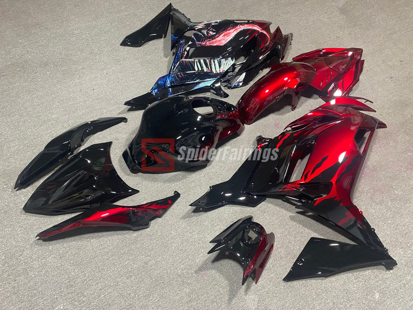 Black Venom Bloodsplatter Fairings for 2025 Kawasaki Ninja 650