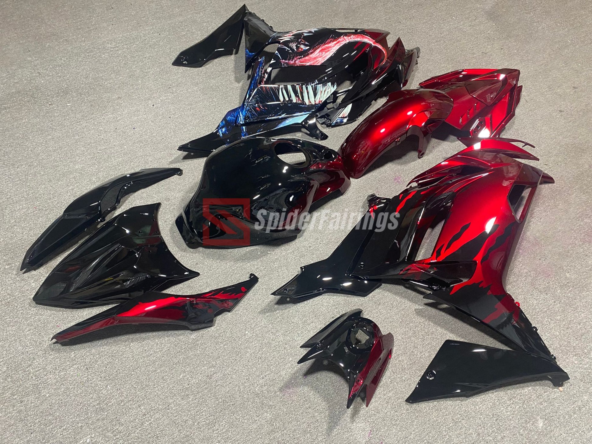 Black Venom Bloodsplatter Fairings for 2025 Kawasaki Ninja 650