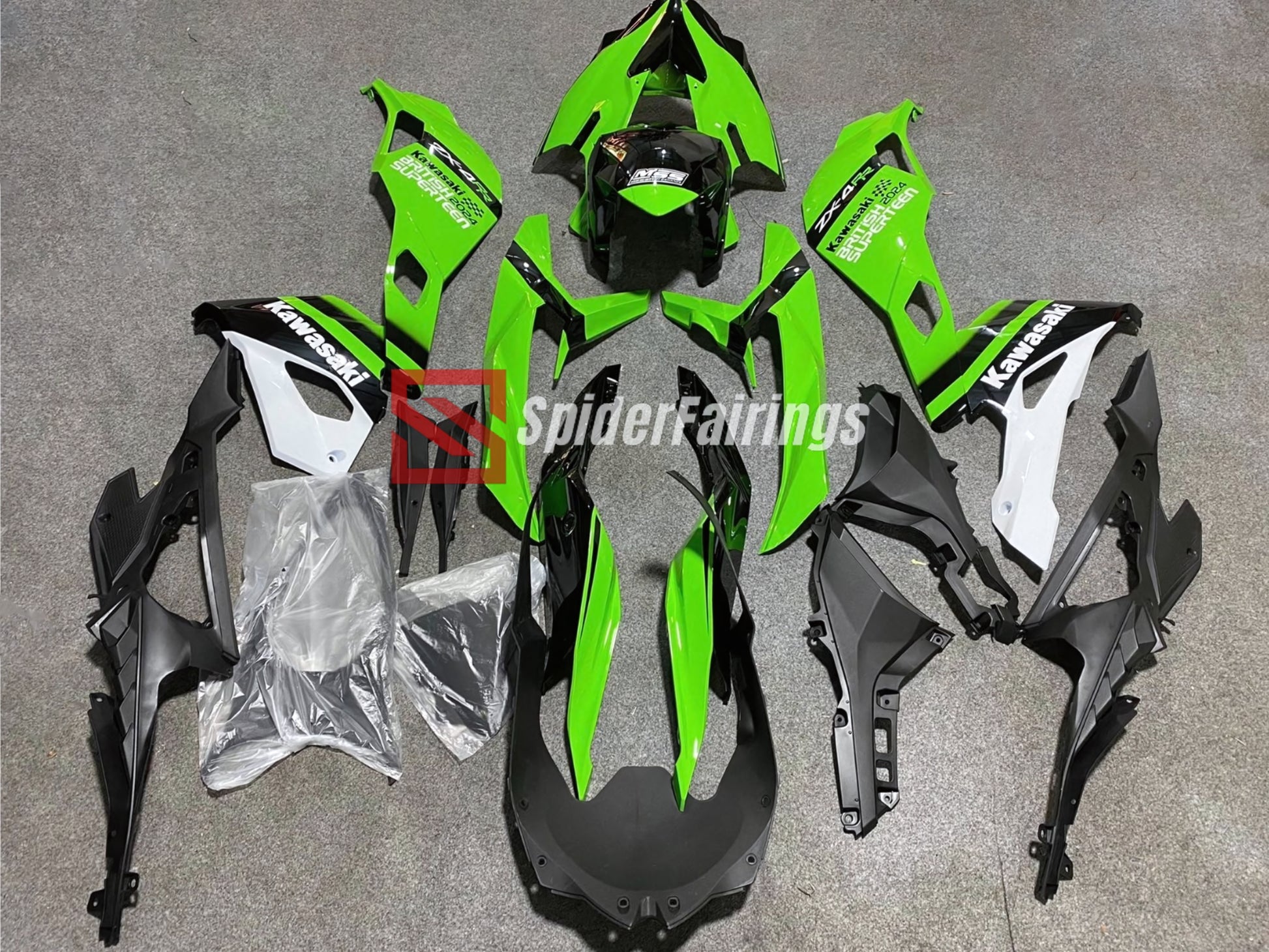 Gloss Green and Black-Kawasaki ZX-4RR Fairings 2020-2024