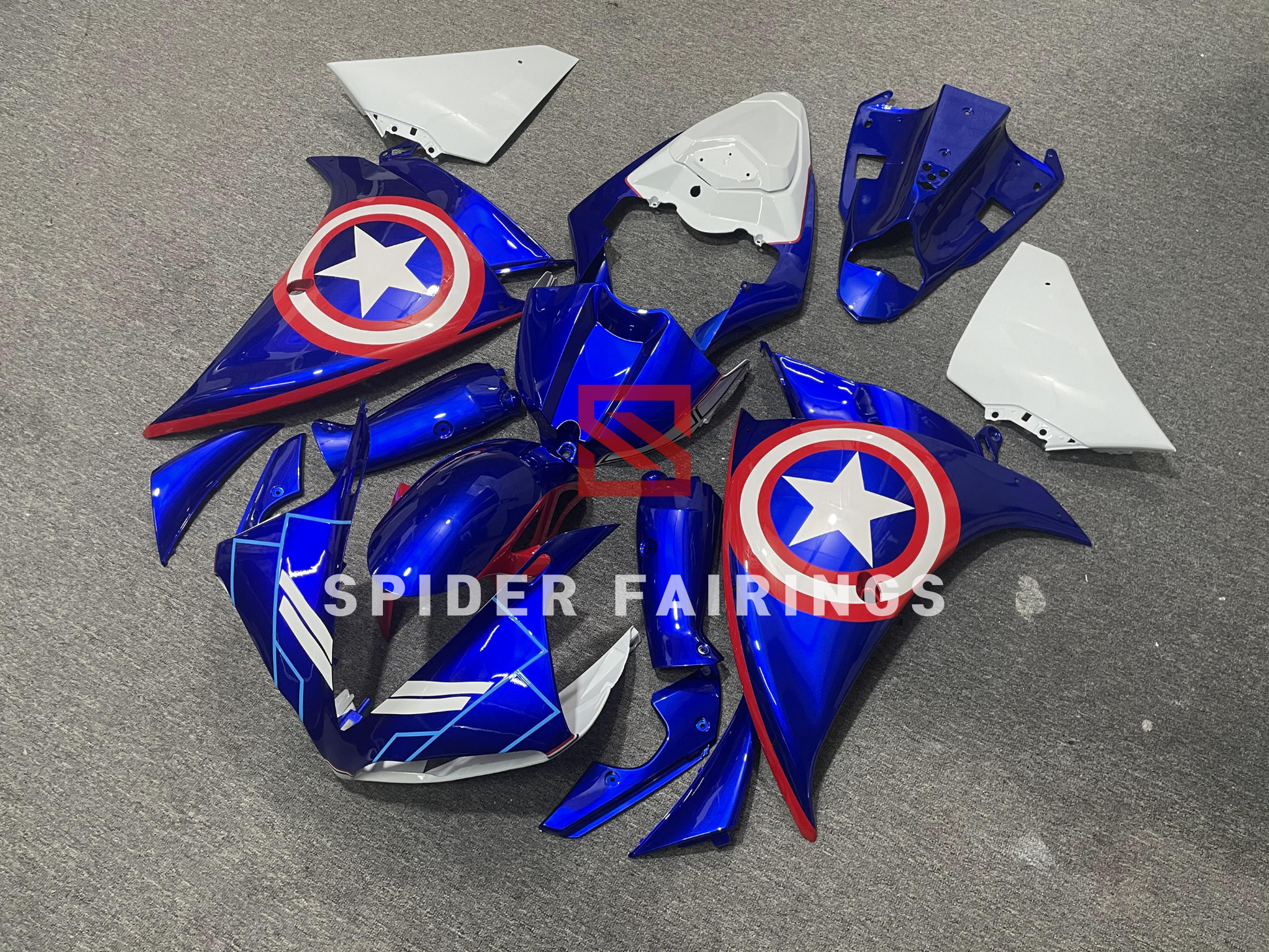 Blue Captain America's Shield-Yamaha YZF R1 2009-2011