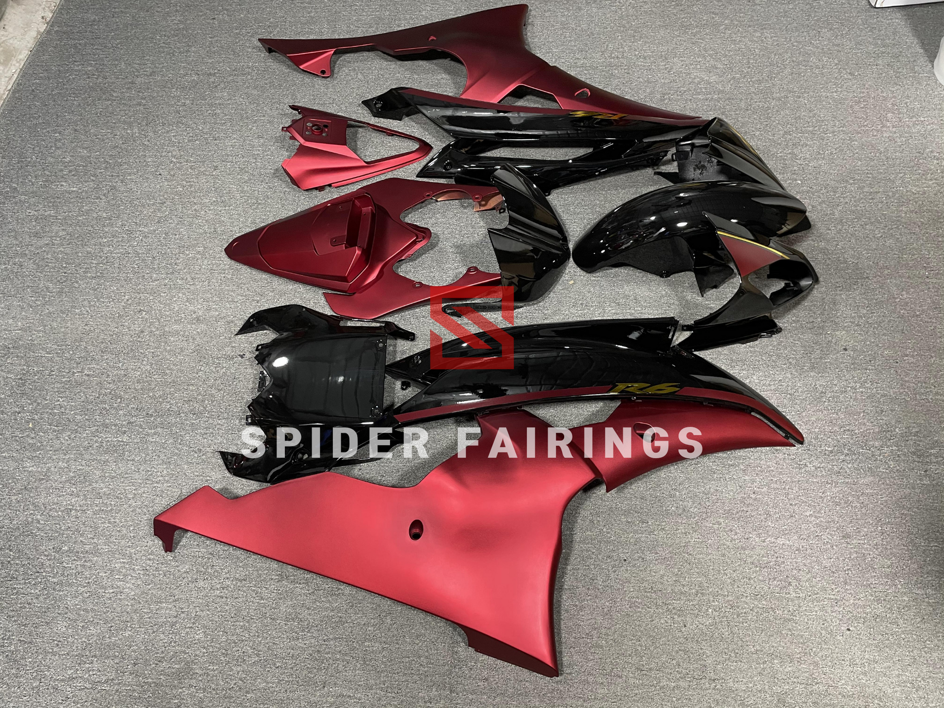 Matte Red and Black-Yamaha YZF R6 2008-2016 – SpiderFairings Matte Red and Black-Yamaha YZF R6 2008-2016 – SpiderFairings