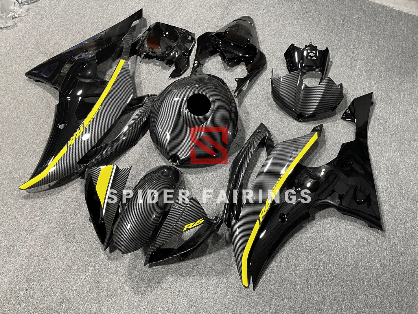 Carbon Fiber Black&Grey-Yamaha YZF R6 08-16 - SpiderFairings