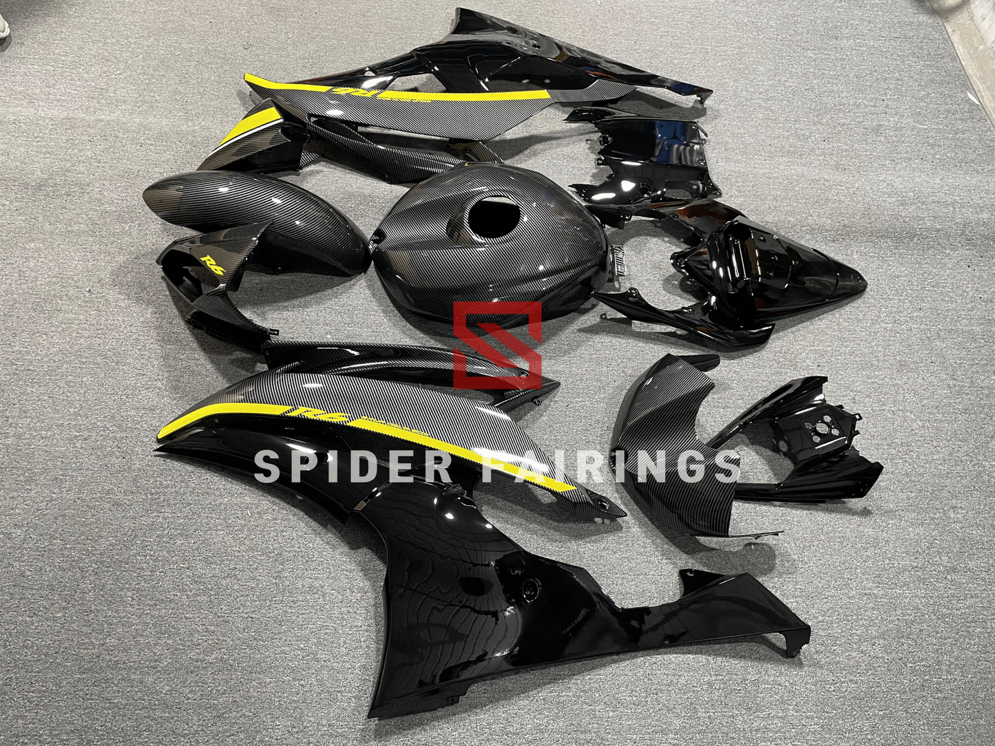 Carbon Fiber Black&Grey-Yamaha YZF R6 08-16 - SpiderFairings