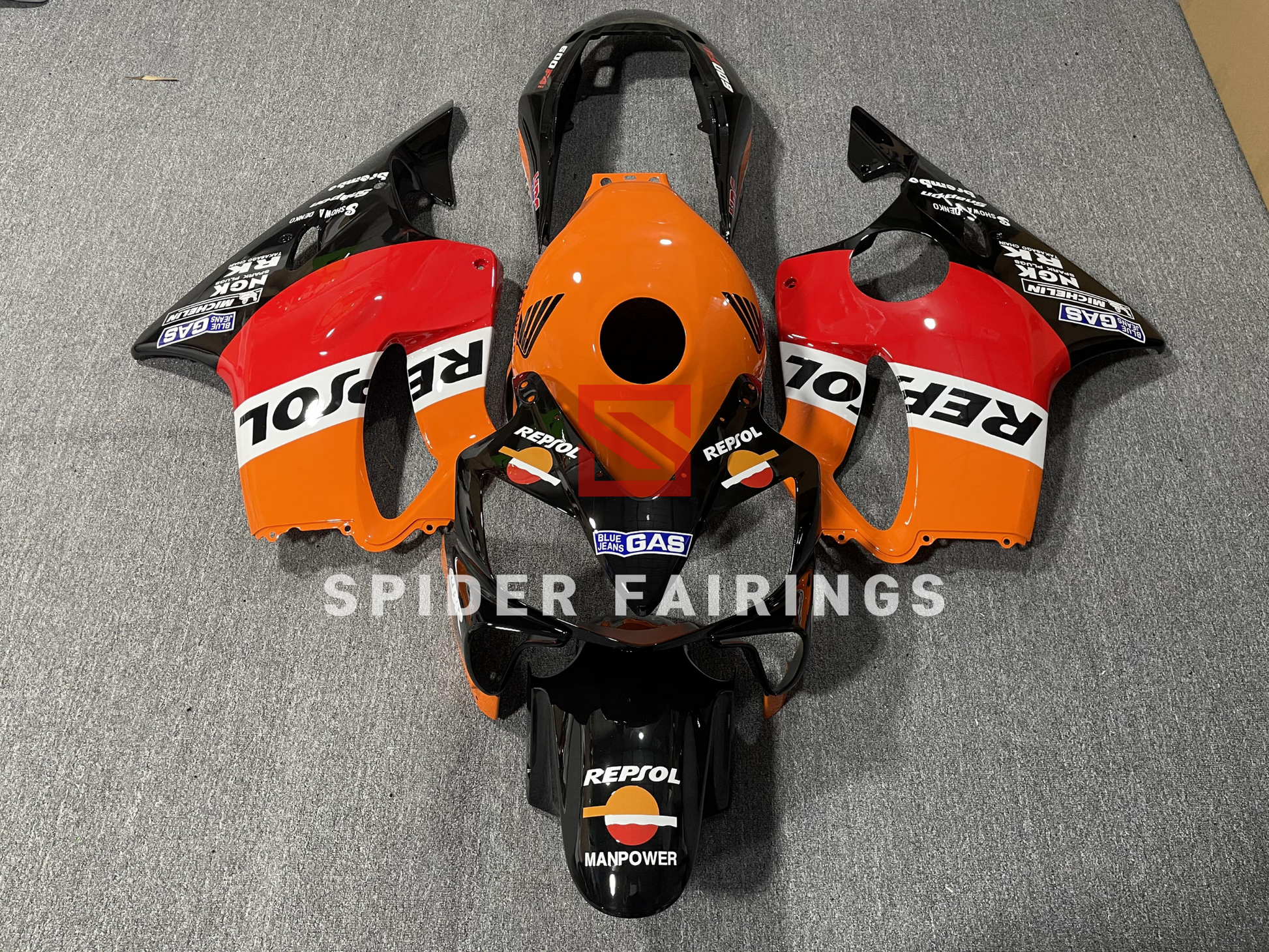 2004-2007 Repsol Orange-Red Honda CBR600F Motorcycle Fairings