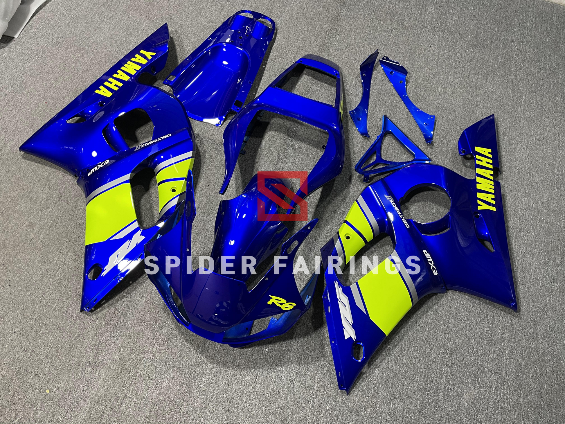 Gloss Blue and Yellow Yamaha YZF R6 1998-2002