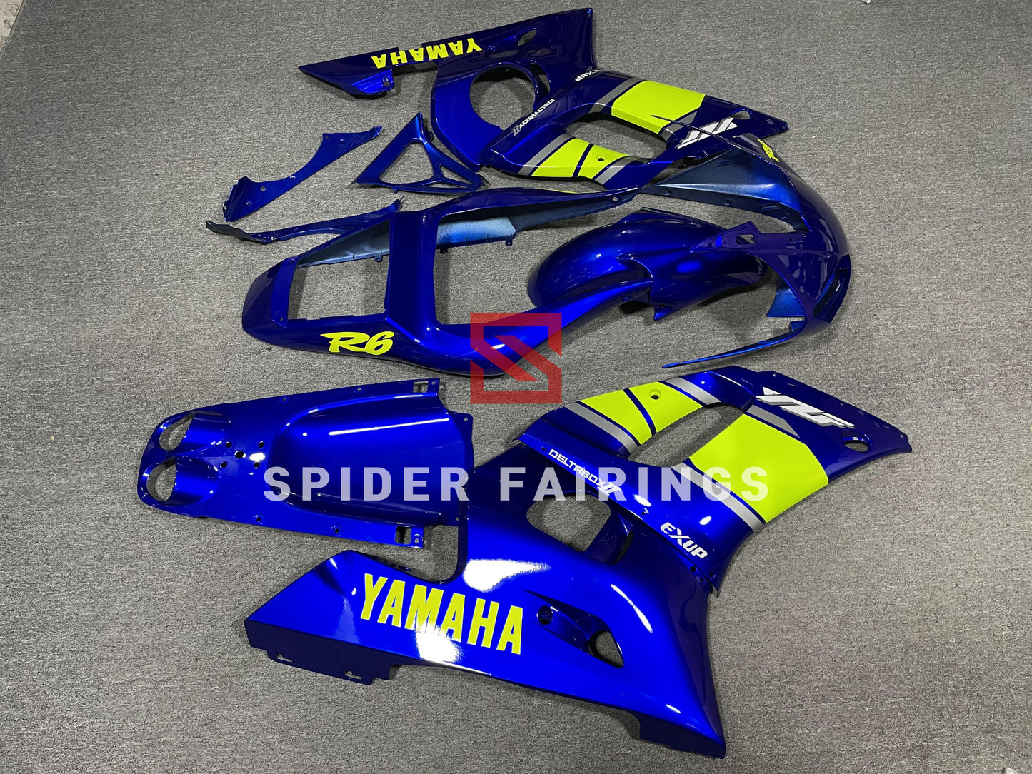 Gloss Blue and Yellow Yamaha YZF R6 1998-2002