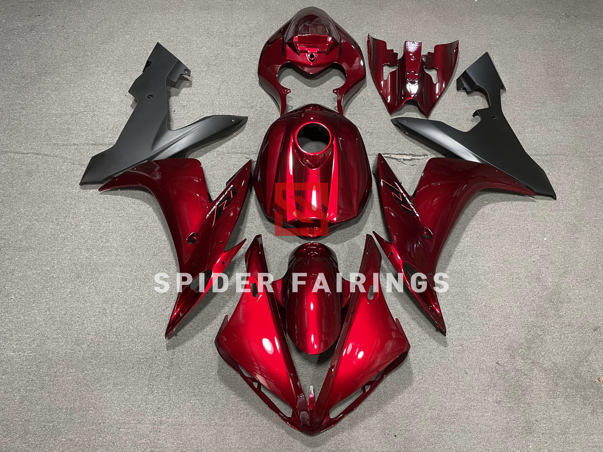 Yamaha YZF-R1 フロントフェンダーウイングレッド　ブラック Deep Red and Black-Yamaha YZF R1 2004-2006 – SpiderFairings