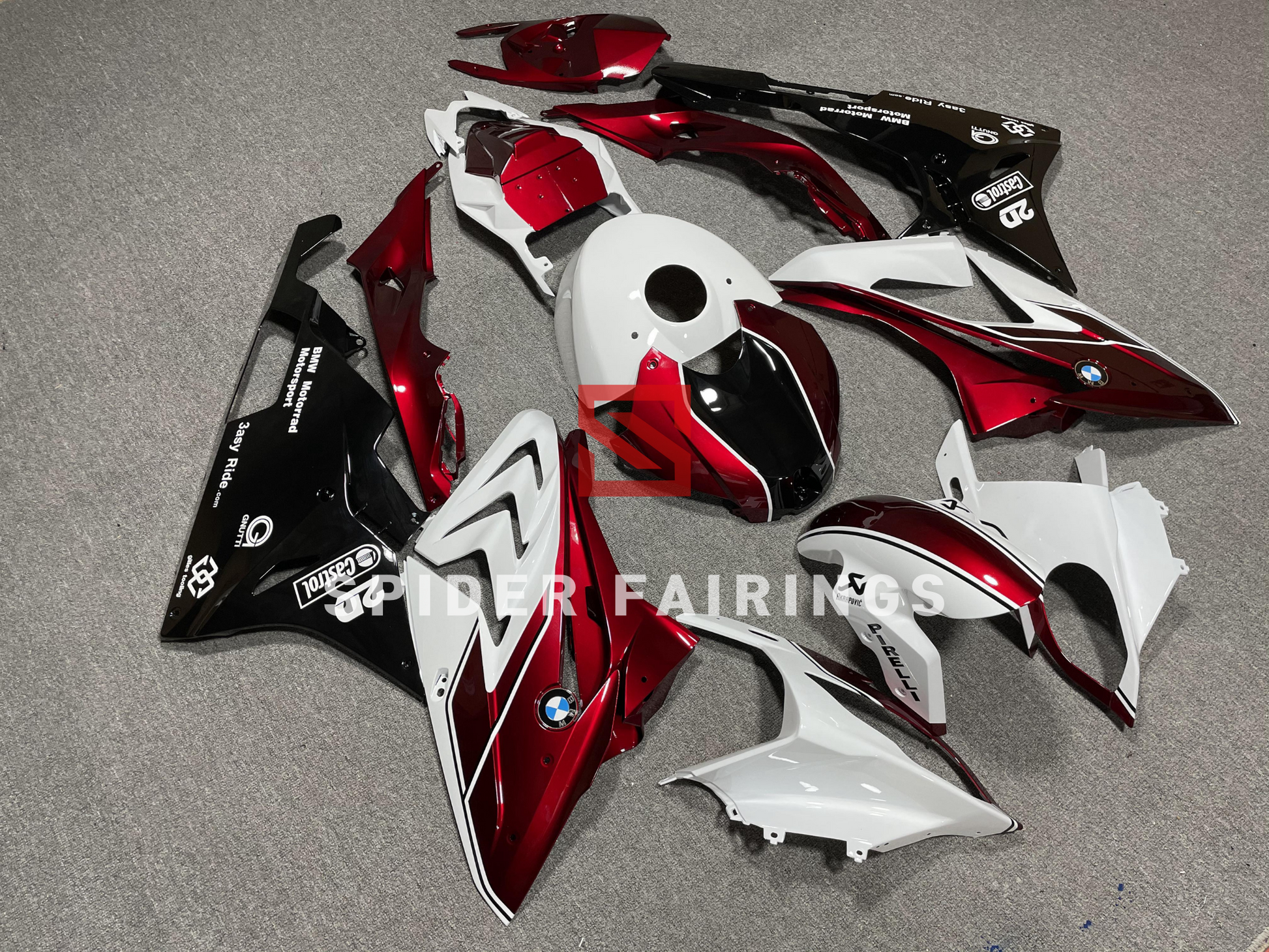 Deep Red,White and Black-BMW S1000RR 2015-2016 – SpiderFairings Deep Red,White and Black-BMW S1000RR 2015-2016 – SpiderFairings