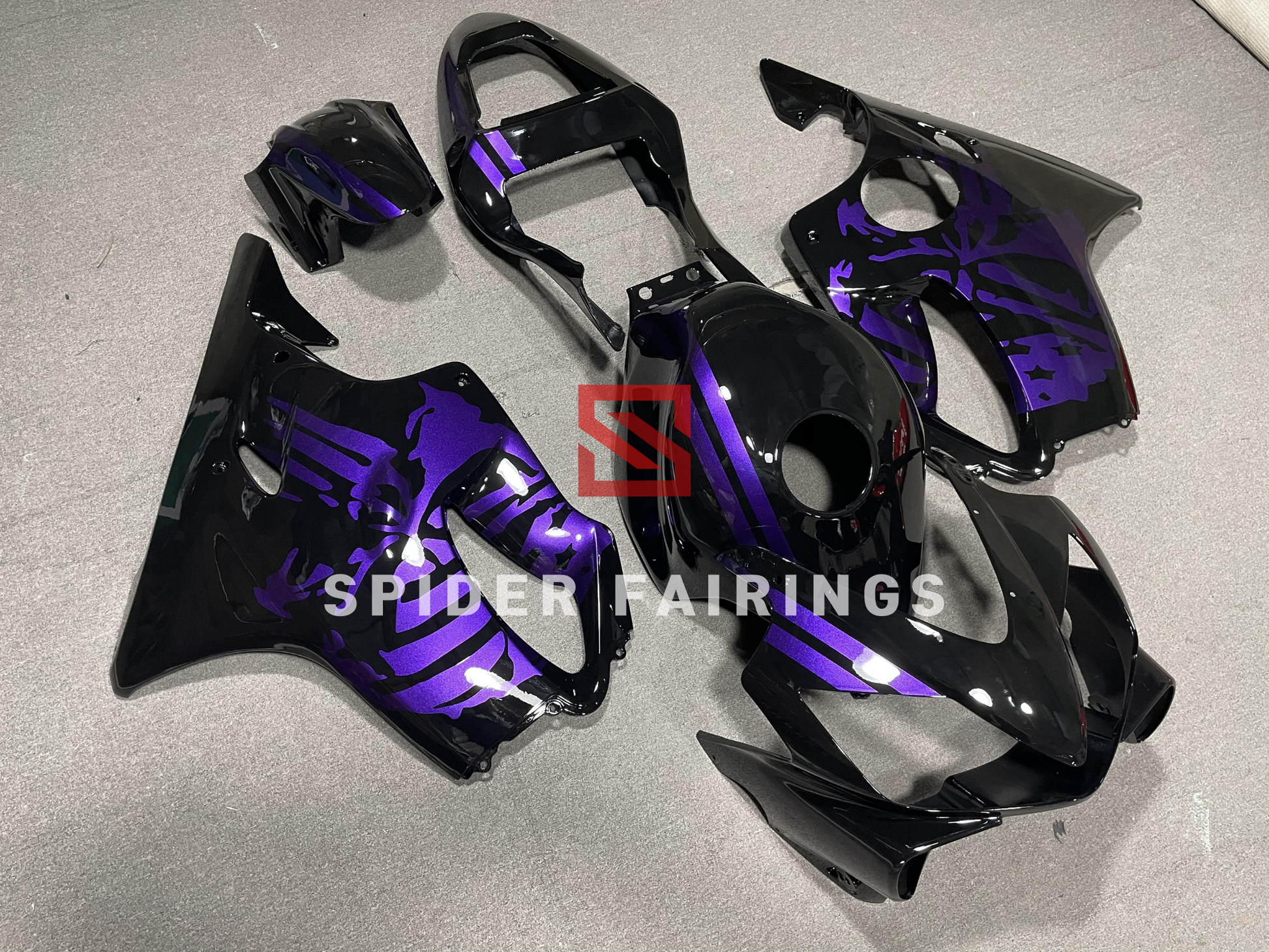 Gloss Black and Purple Skull-Honda CBR600F 2001-2003