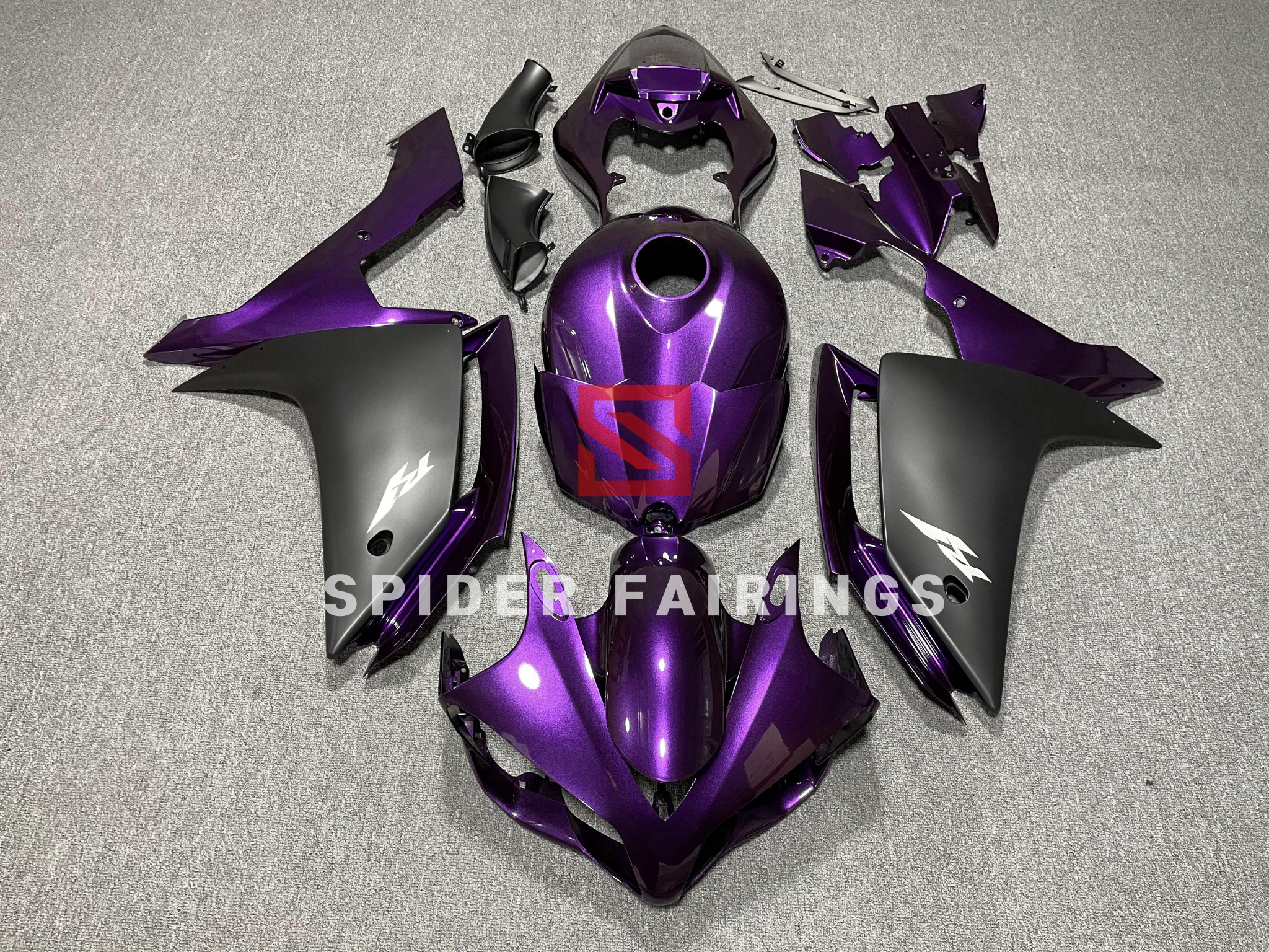 Matte Purple R1 Purple and Matte Black-Yamaha YZF R1 2007-2008 β SpiderFairings