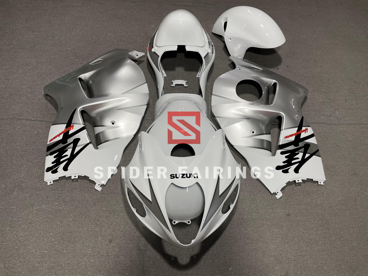 Gloss White and Silver-Suzuki GSXR1300 1997-2007