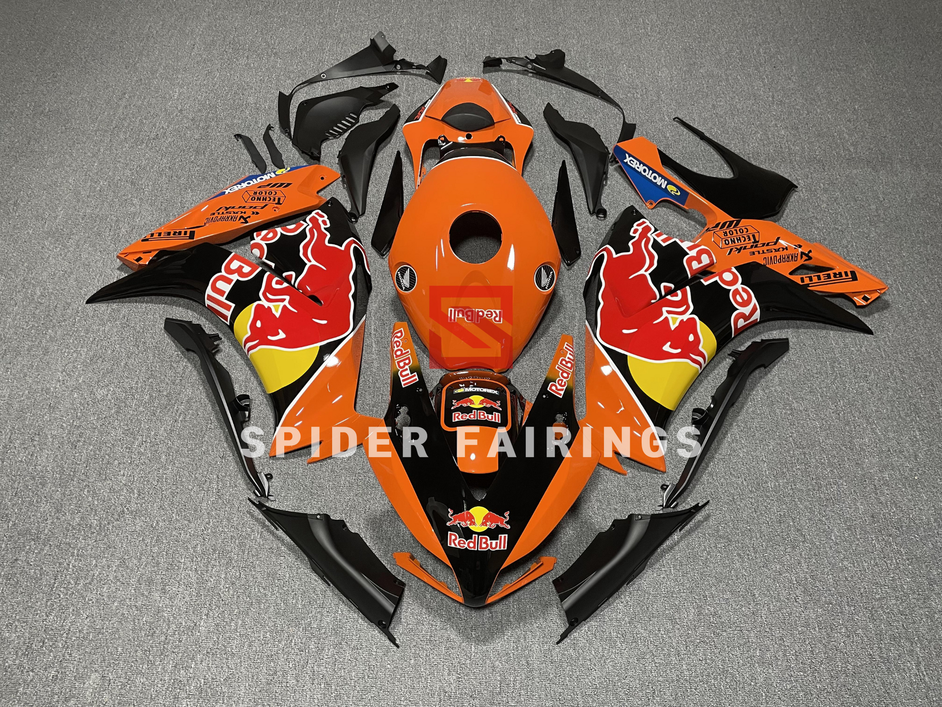 CBR1000RR MEL サイドカウル、レッドブルロゴ Gloss Orange and Black Red Bull-Honda CBR1000RR 2012-2016