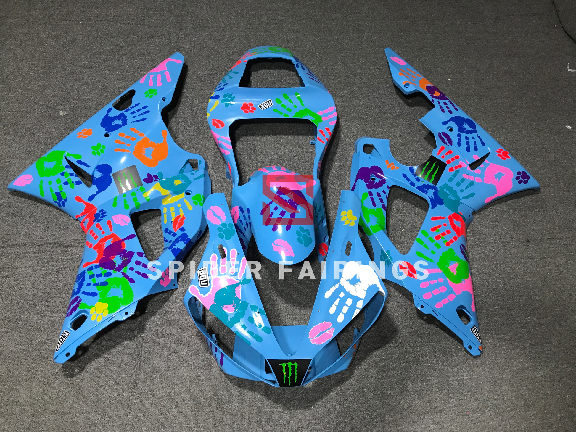 SkyBlue handprint-Yamaha YZF R1 2000-2001