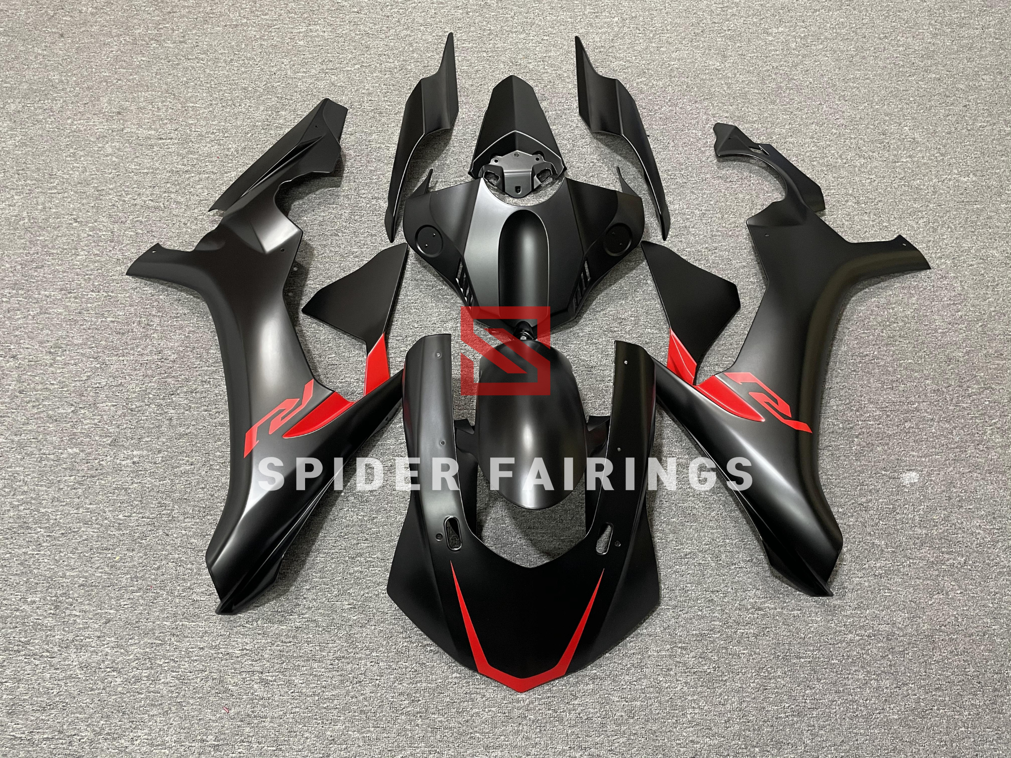 39223 R1 Pure Matte Pure Black-Yamaha YZF R1 2015-2019 – SpiderFairings