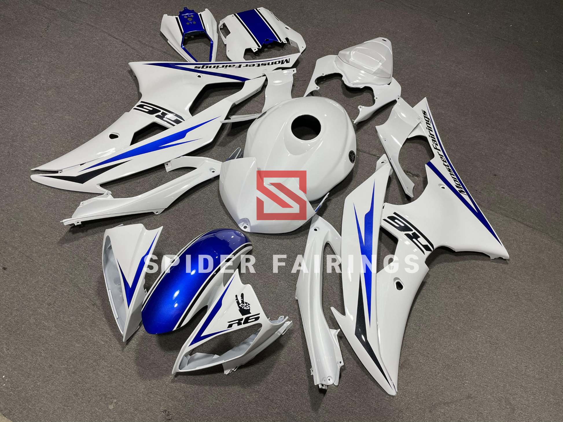 Gloss White and Blue Yamaha YZF R6 2008-2016