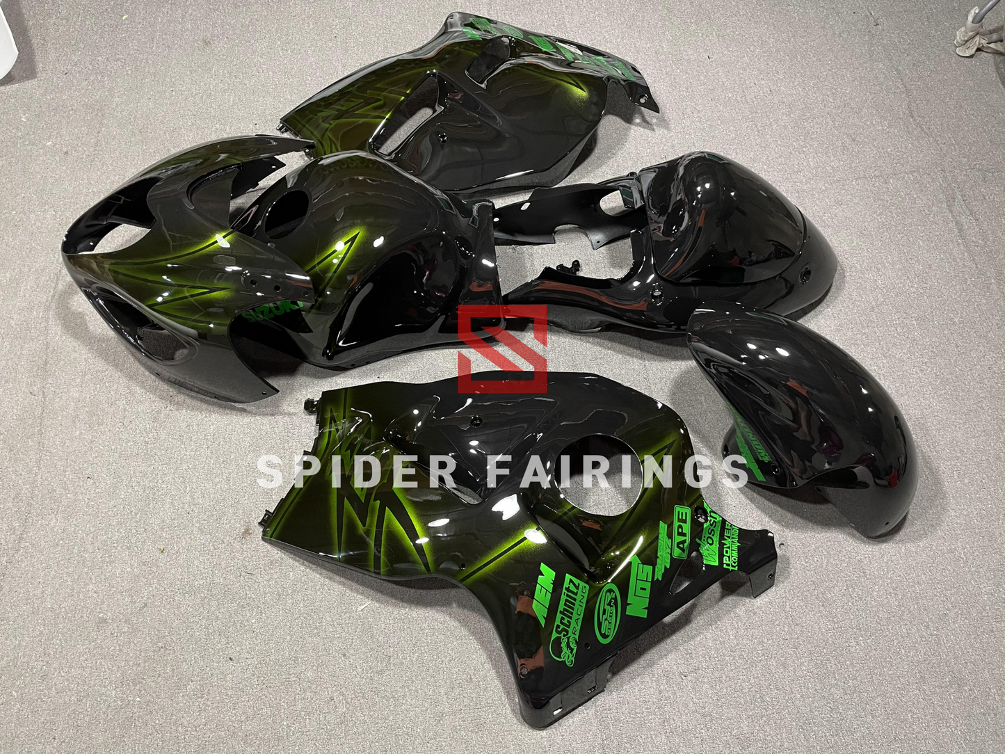 Black and Green-Suzuki GSXR1300 1997-2007