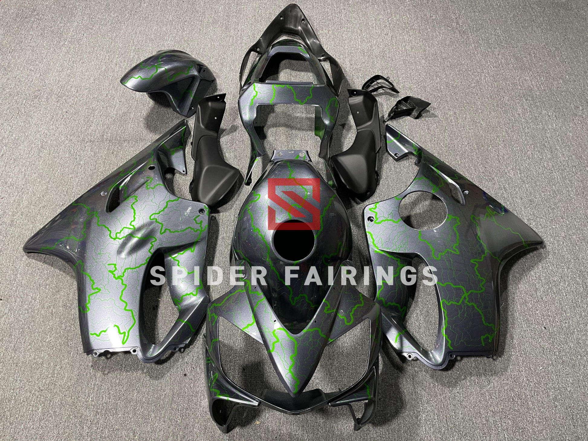 Solid Grey and Green Lightning-Honda CBR600F 01-03