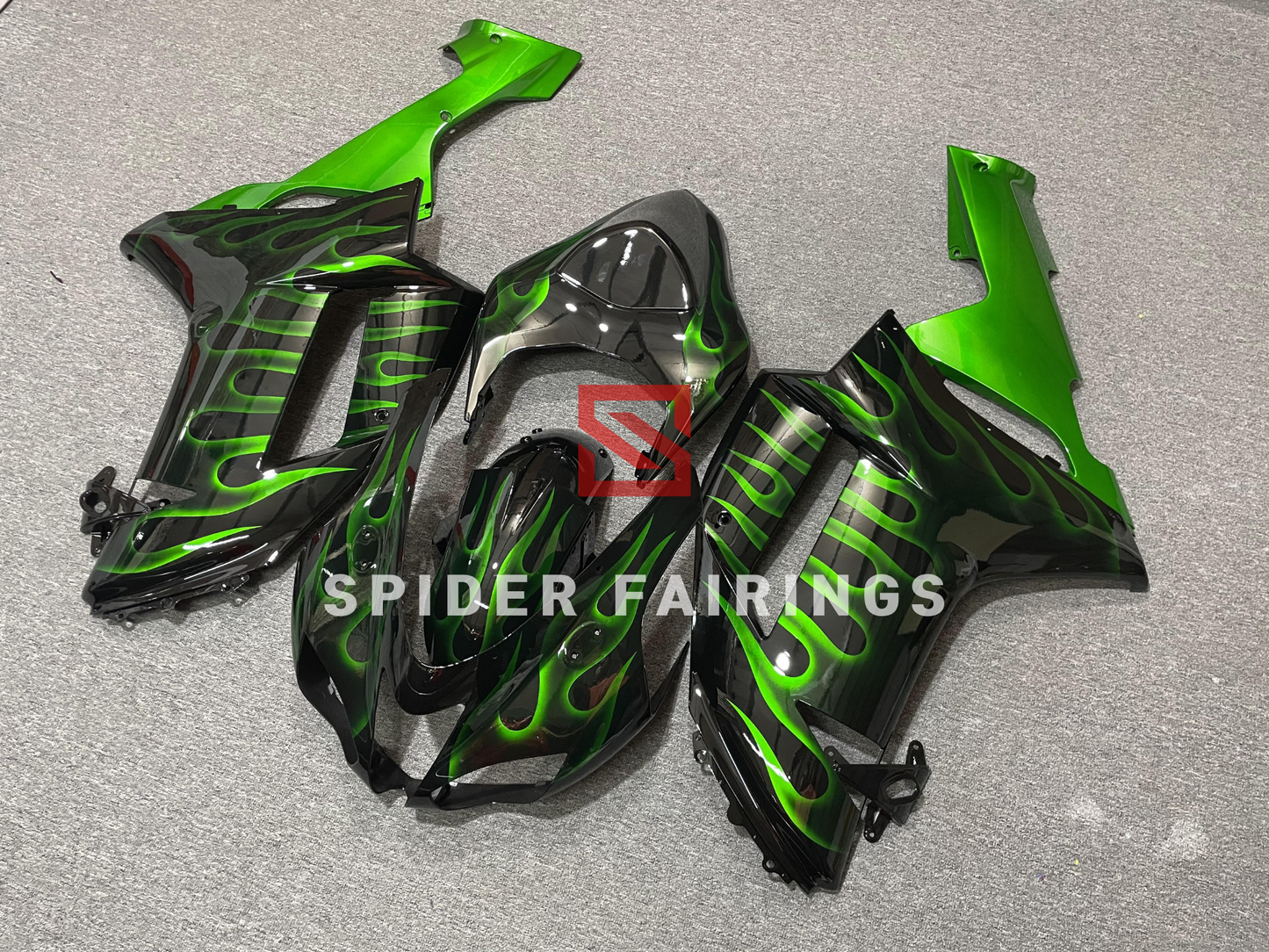 Black and Green Flame-Kawasaki ZX-6R 2007-2008