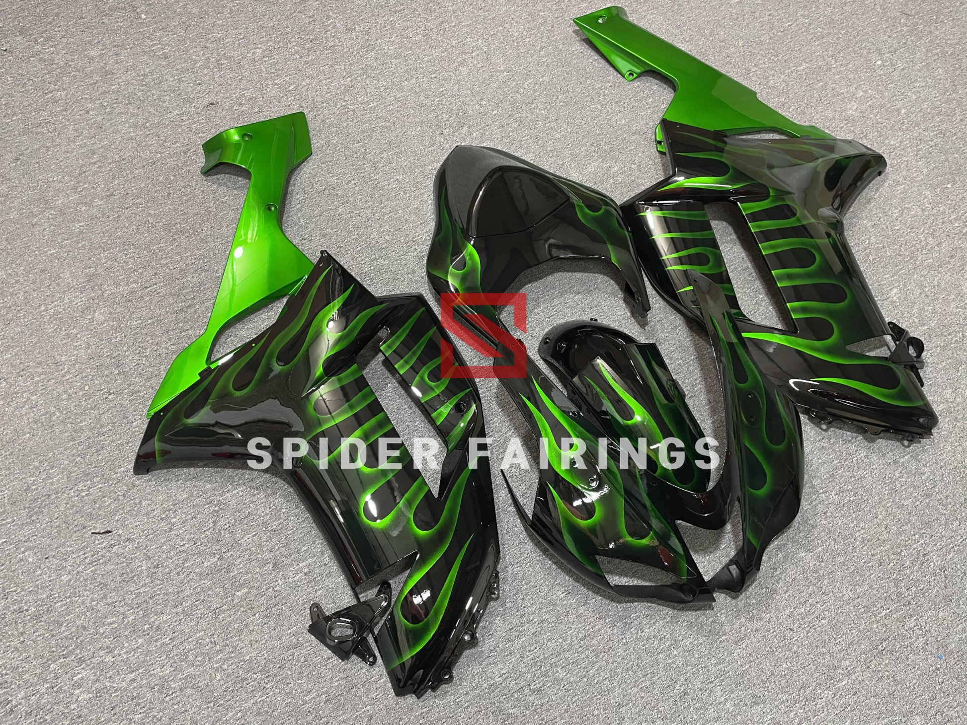 Black and Green Flame-Kawasaki ZX-6R 2007-2008