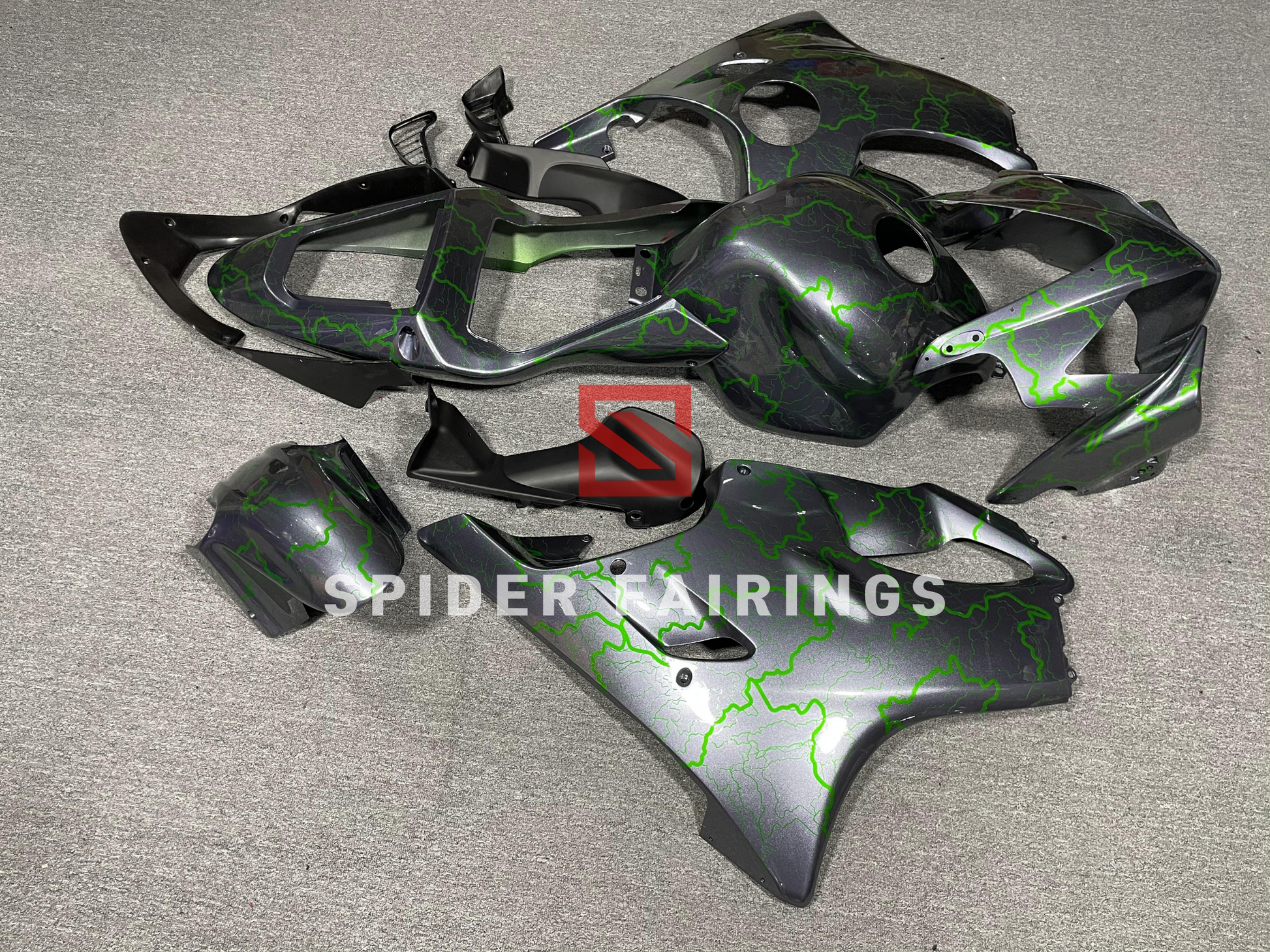 Solid Grey and Green Lightning-Honda CBR600F 01-03