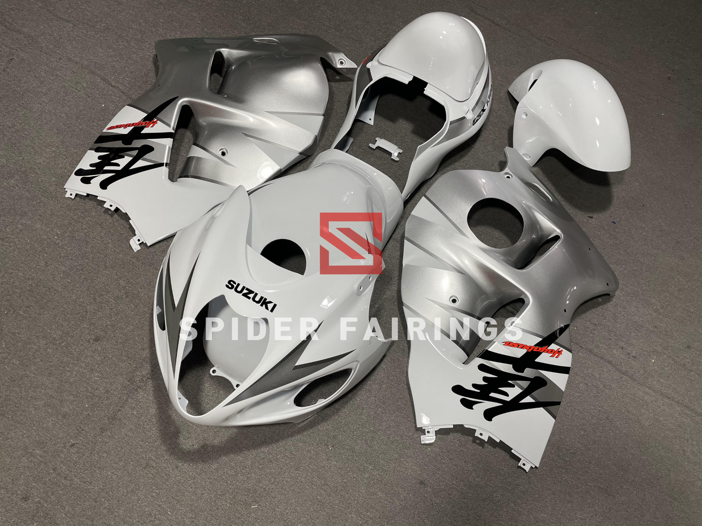 Gloss White and Silver-Suzuki GSXR1300 1997-2007