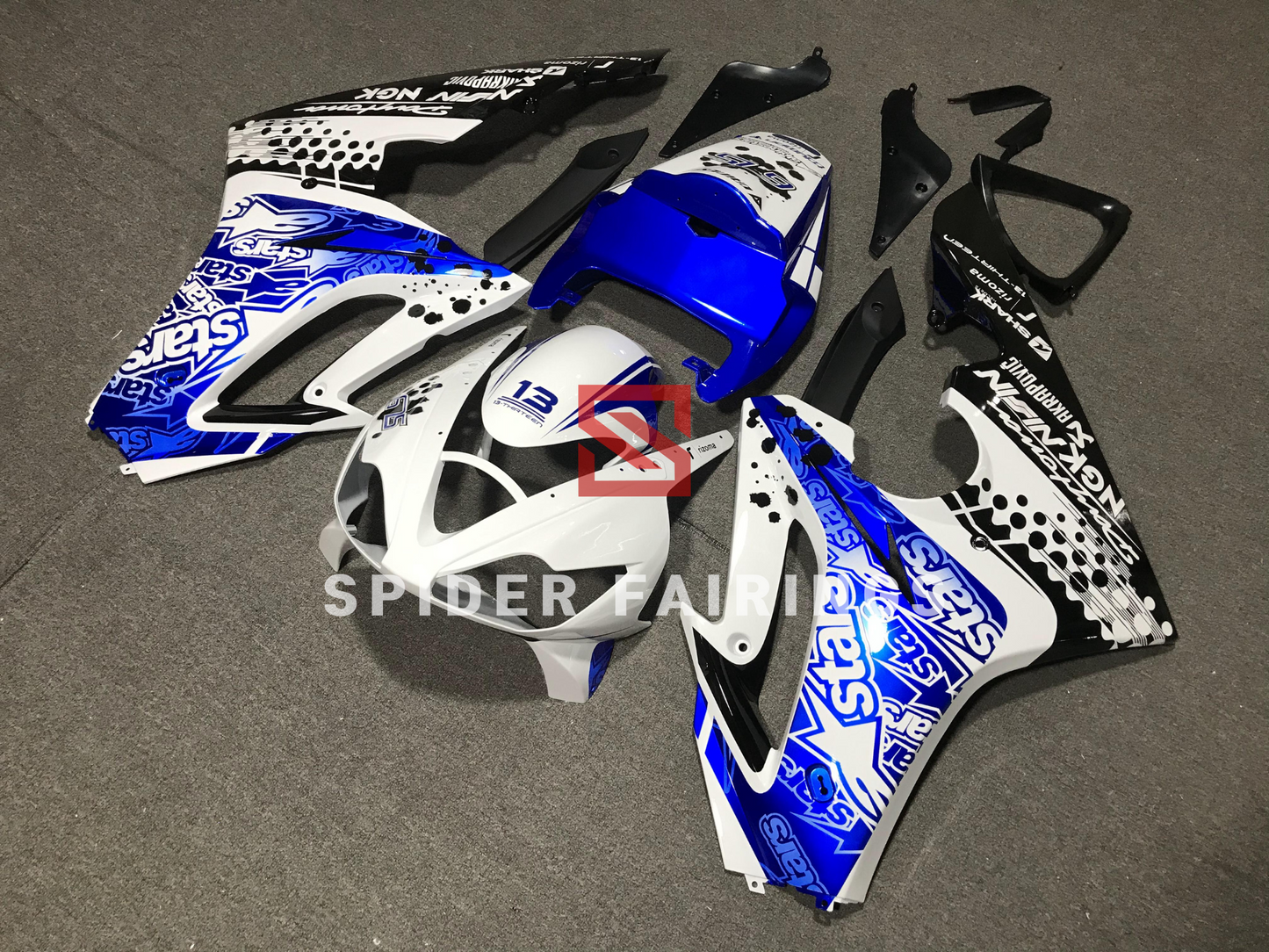 White and Blue Stars-Triumph Daytona 675 2006-2008