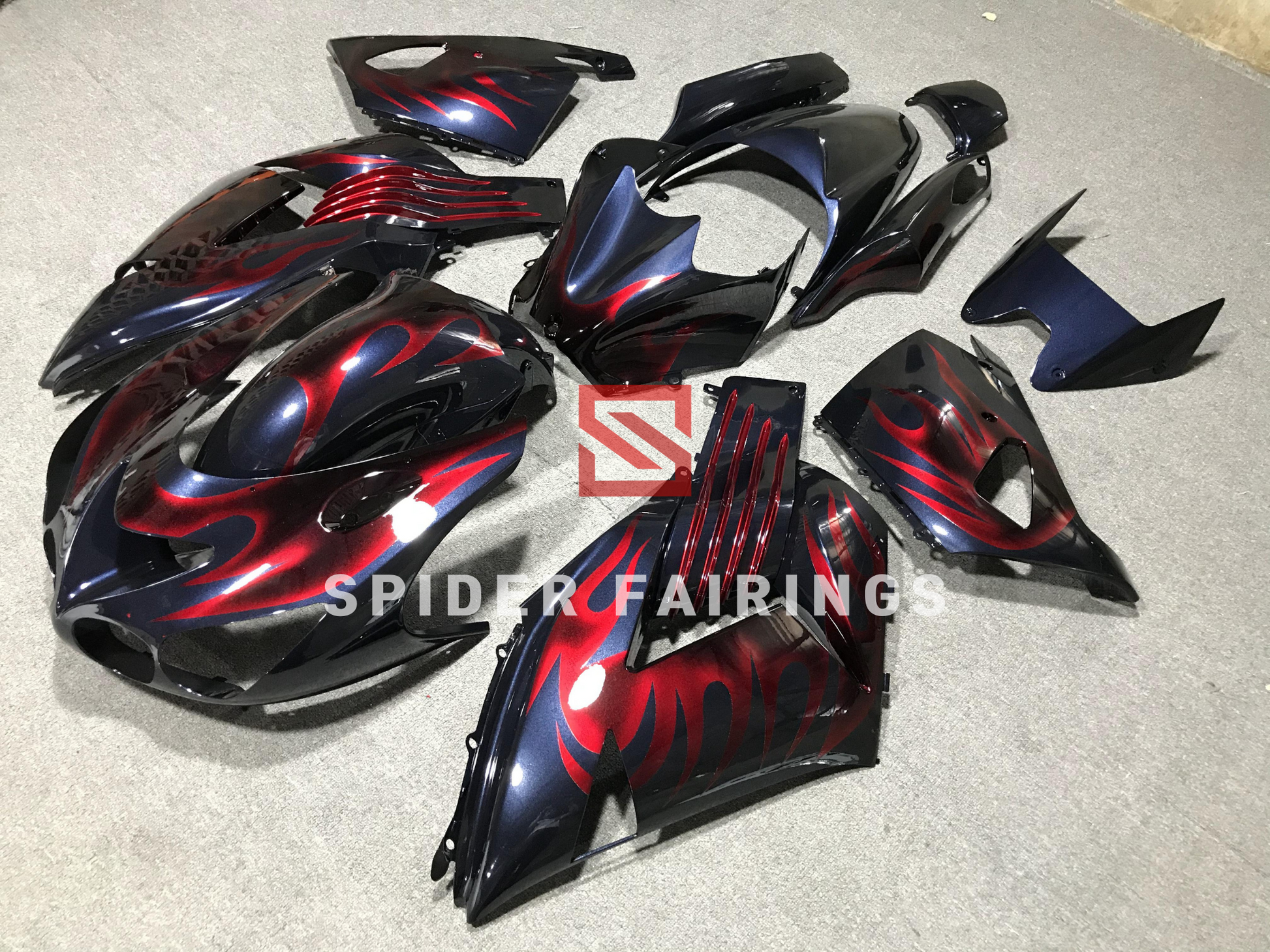 Dark Blue and Red Flame-Kawasaki ZX-14R 2006-2011