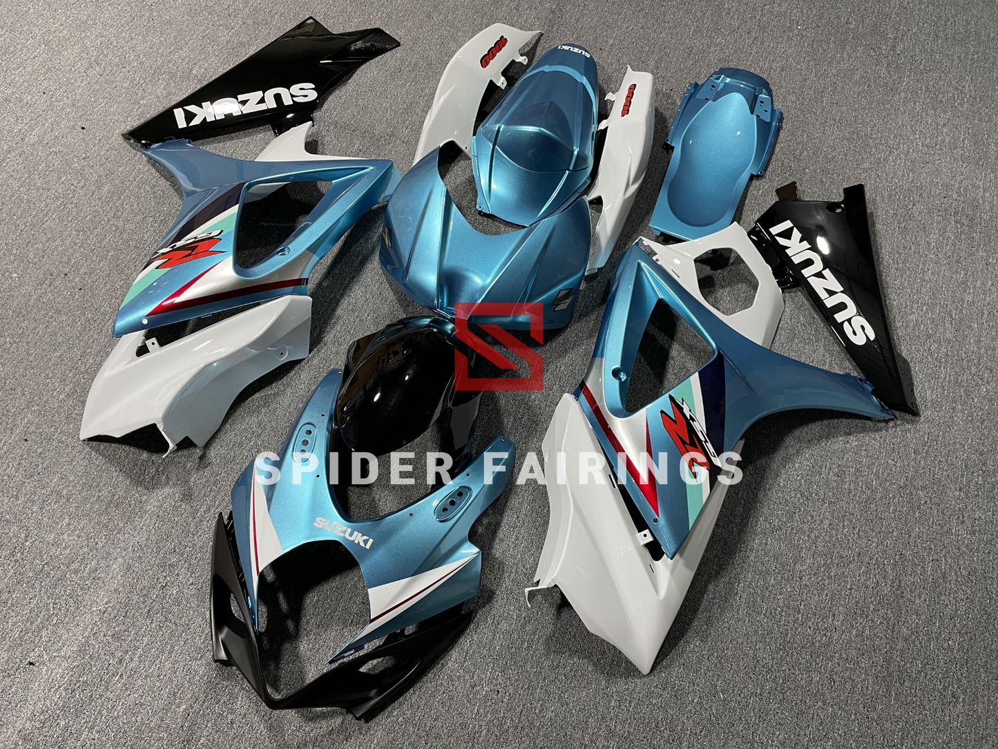 Gloss Cyan and White-Suzuki GSXR1000 2007-2008