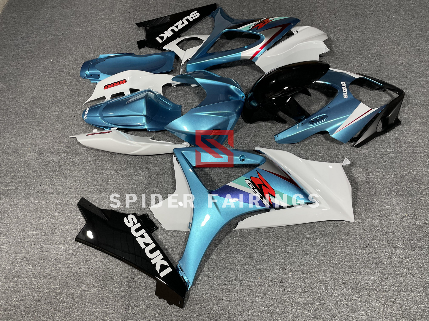 Gloss Cyan and White-Suzuki GSXR1000 2007-2008