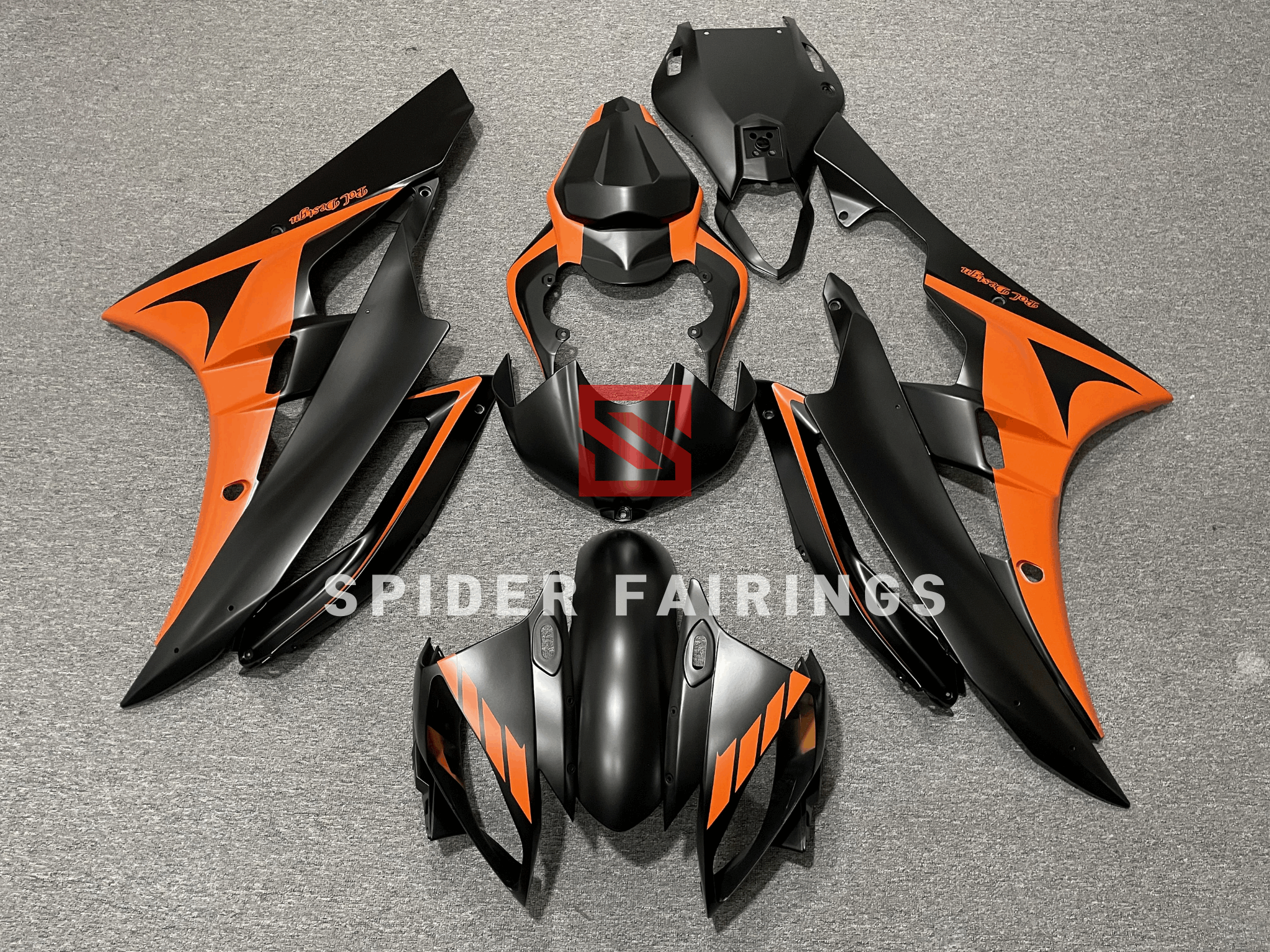 Matte Black and Orange-Yamaha YZF R6 2006-2007 – SpiderFairings