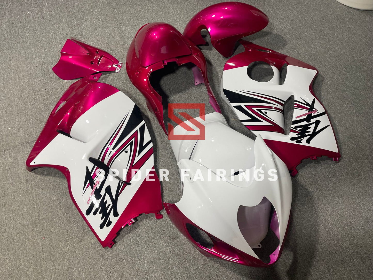 Deep Pink and White-Suzuki GSXR1300 1997-2007 