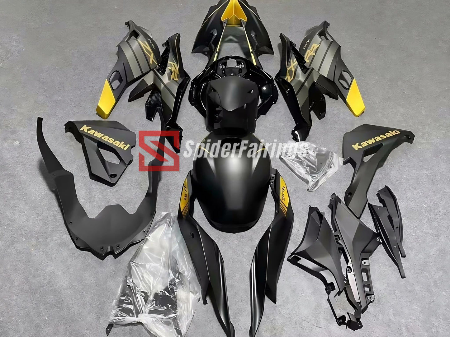 Matte Black Gold-Kawasaki ZX4RR Fairings 2020-2024