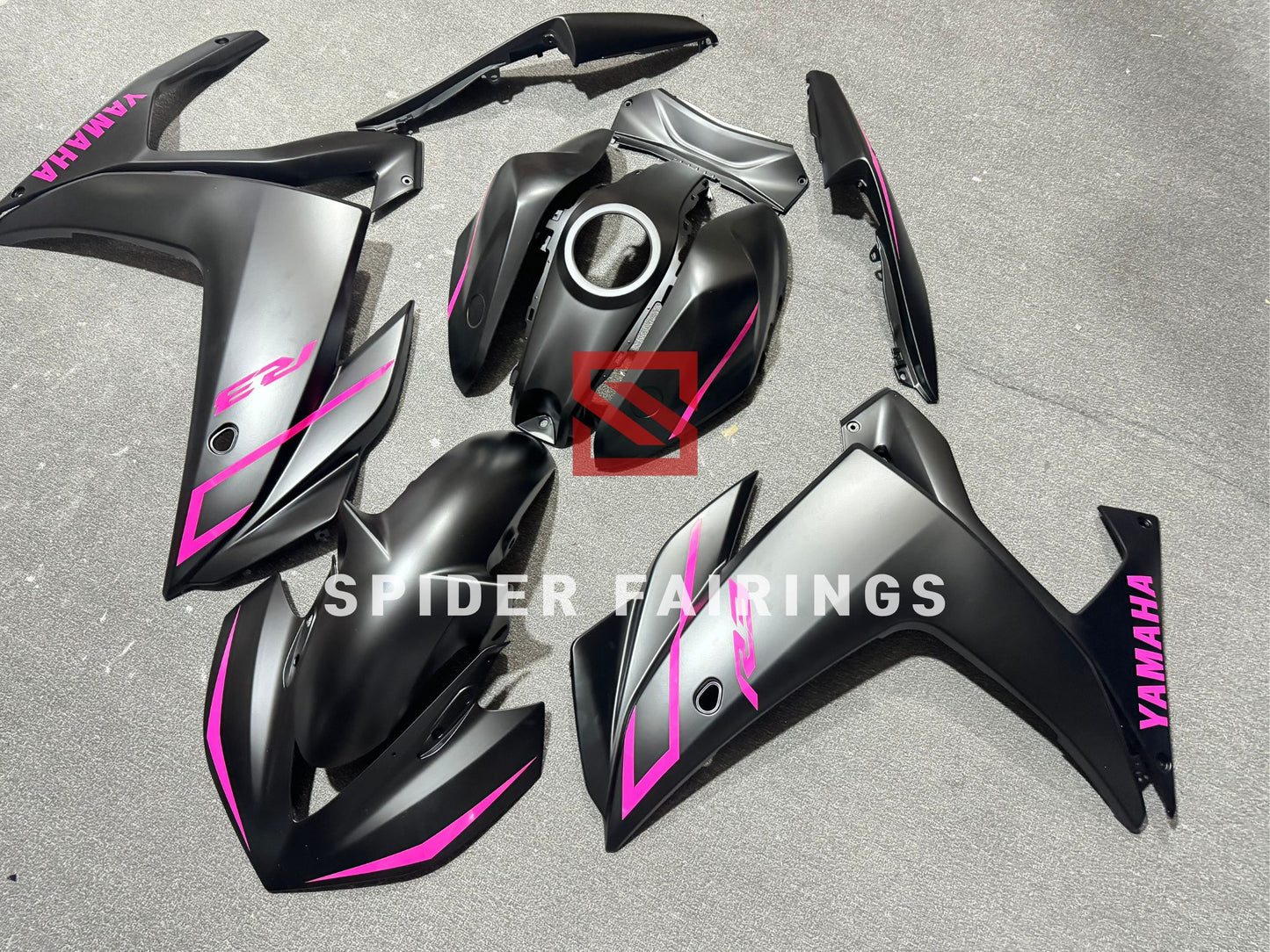 Matte Black and Neon Pink Logo Y-R25/R3 2014-2018