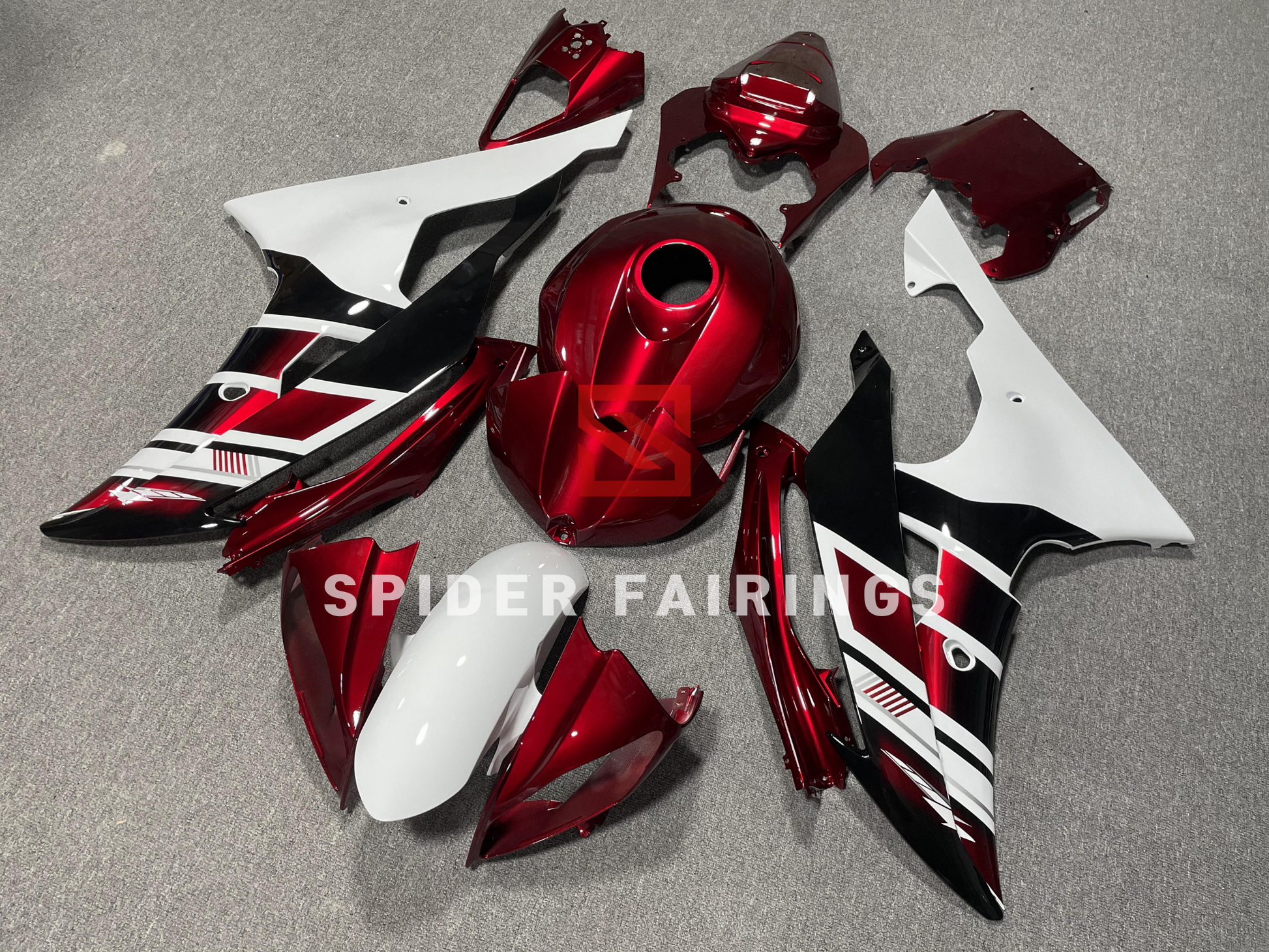 Dark Red and White-Yamaha YZF R6 2008-2016 – SpiderFairings Dark Red and White-Yamaha YZF R6 2008-2016 – SpiderFairings
