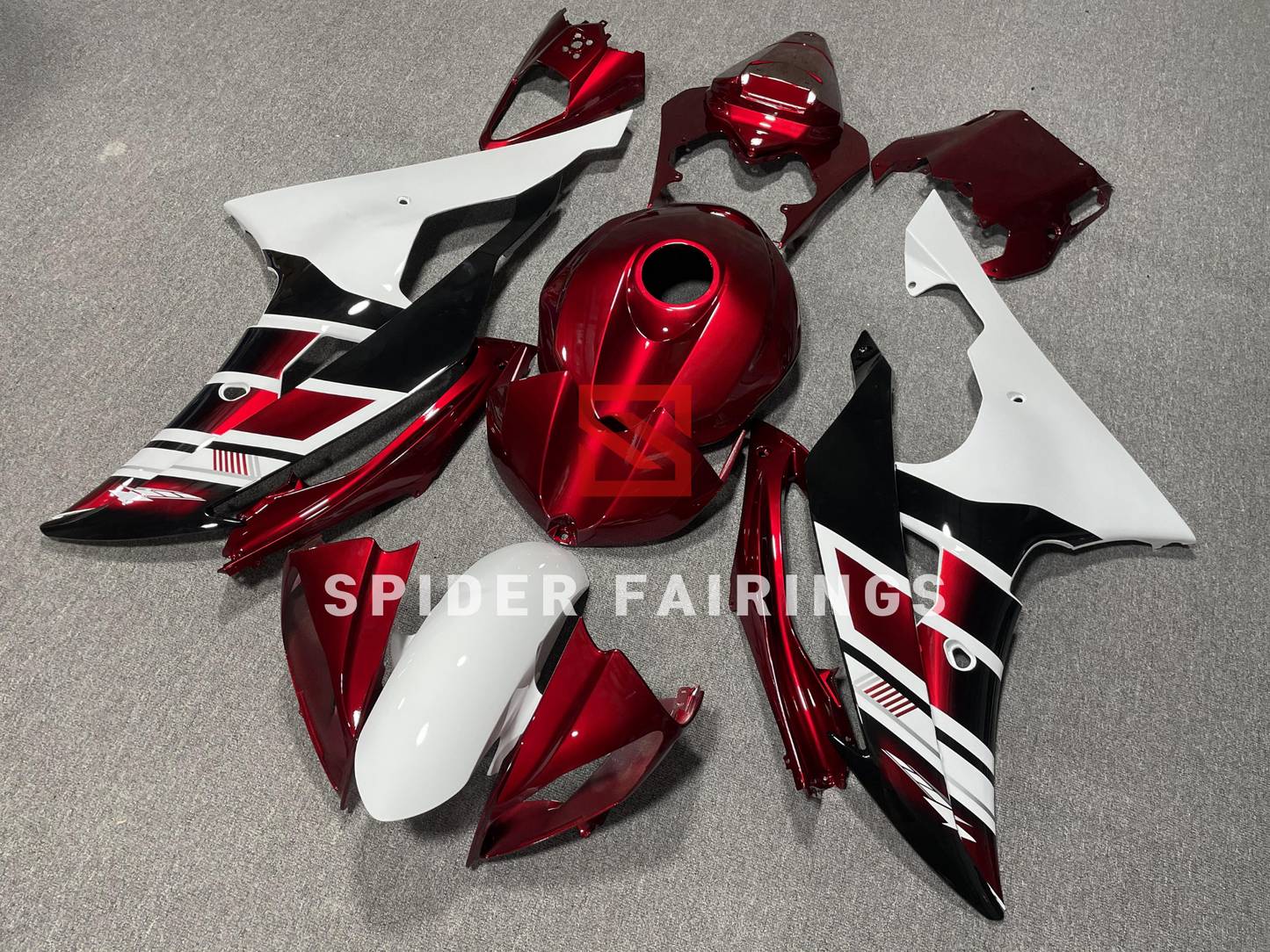 Dark Red and White-Yamaha YZF R6 2008-2016