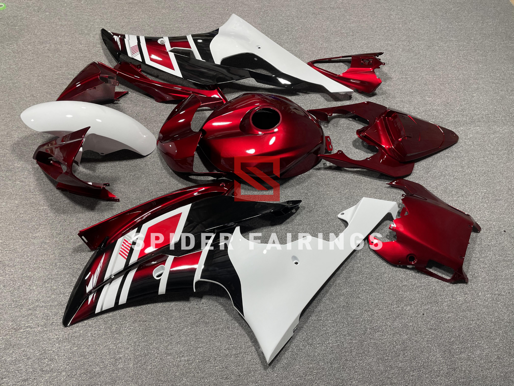 Dark Red and White-Yamaha YZF R6 2008-2016 – SpiderFairings Dark Red and White-Yamaha YZF R6 2008-2016 – SpiderFairings