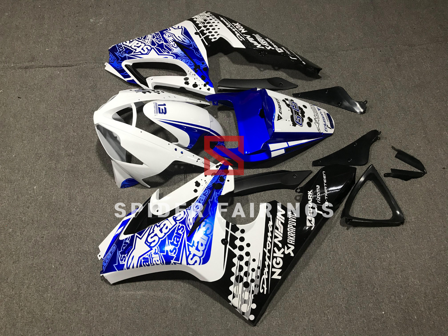 White and Blue Stars-Triumph Daytona 675 2006-2008