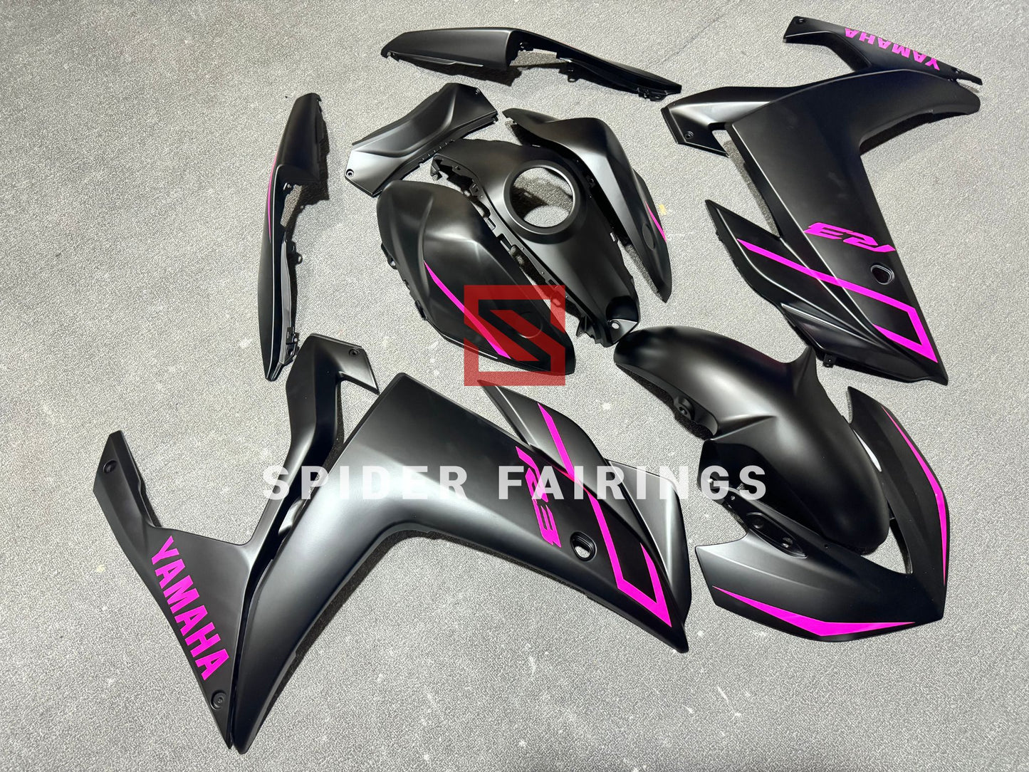 Matte Black and Neon Pink Logo Y-R25/R3 2014-2018