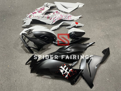 Matte White and Black Cherry Blossom-Kawasaki ZX-6R 2019-2023 