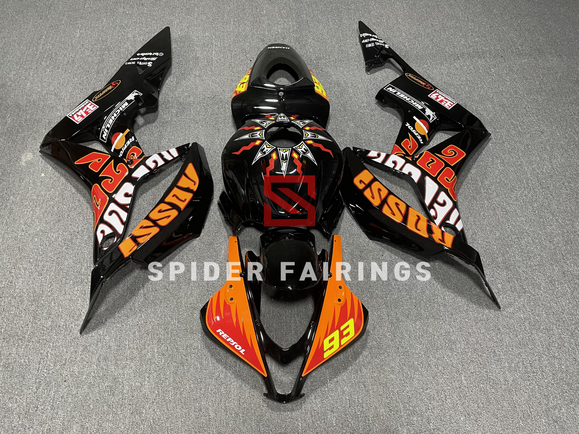 Rossi 93-Honda CBR600RR 2007-2008-Repsol-Black-SpiderFairings